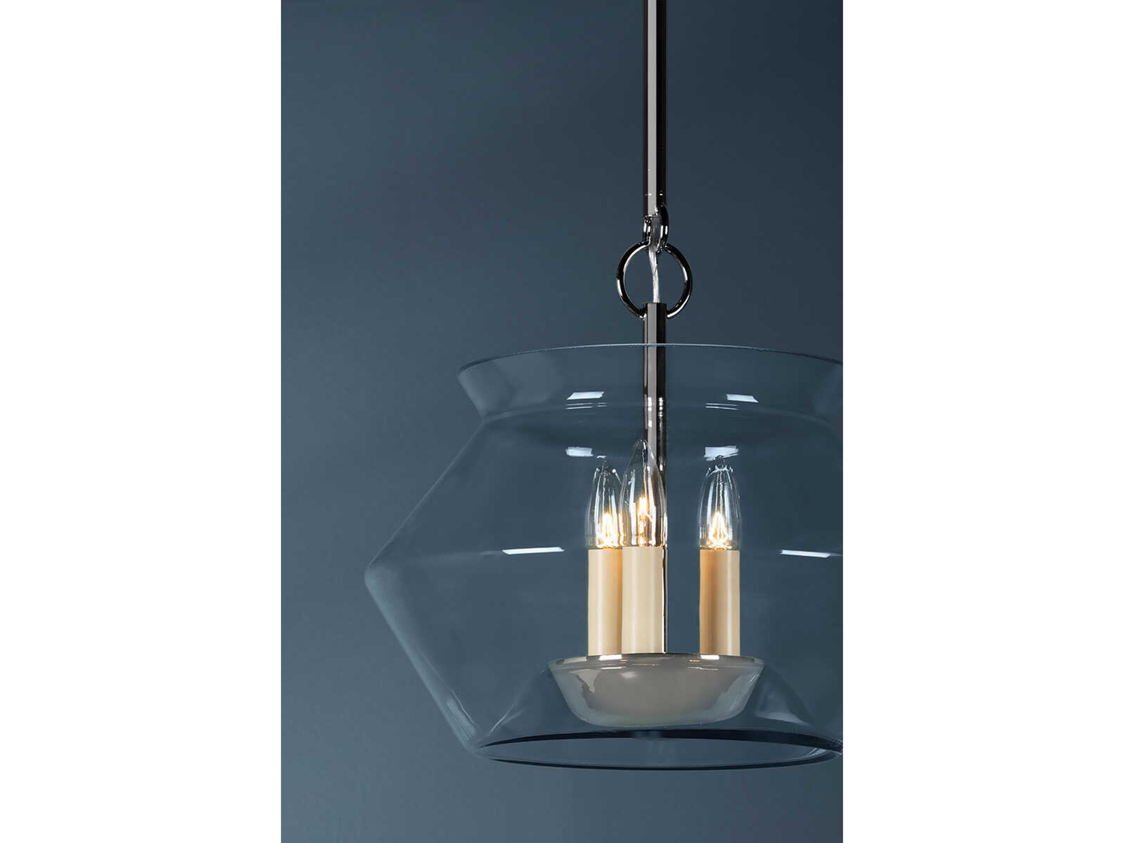 Hudson Valley Edmonton 3-Light Polished Nickel Glass Pendant