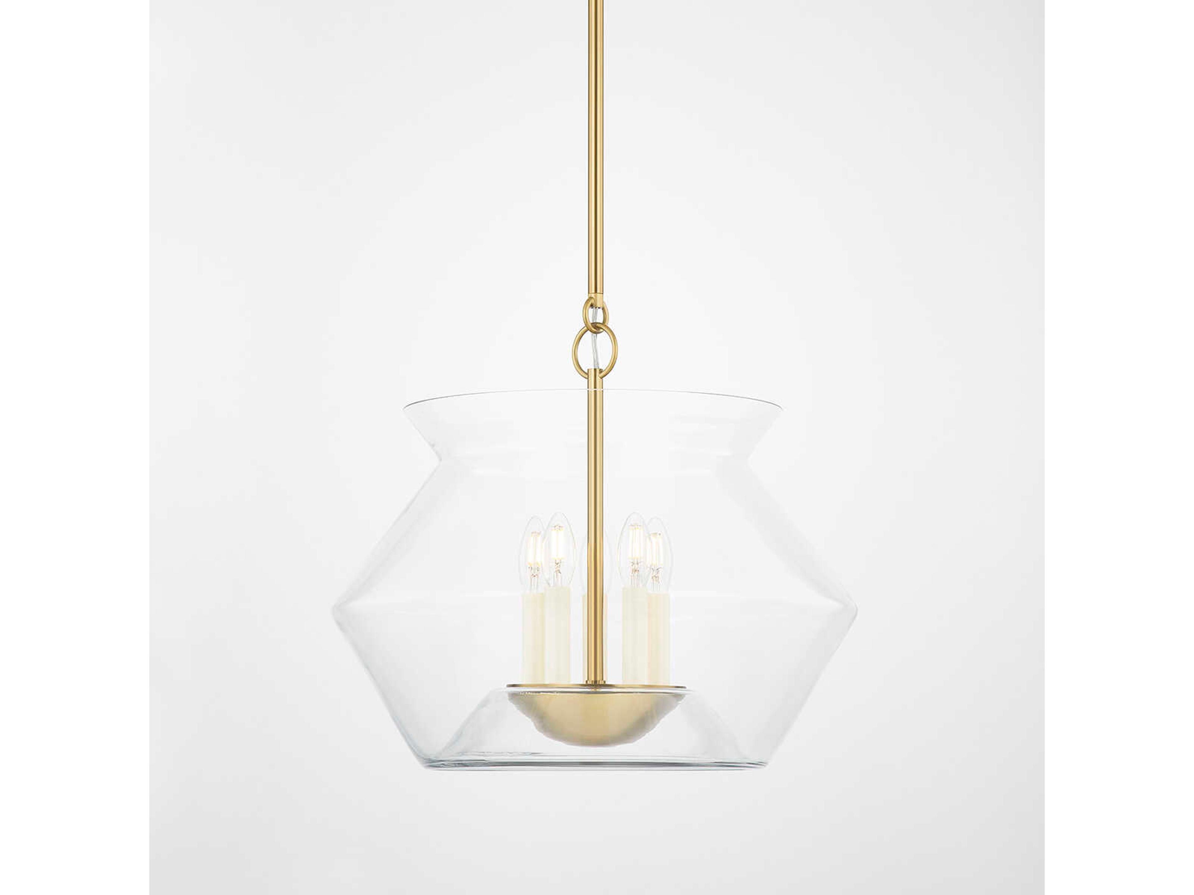 Hudson Valley Edmonton 5-Light Aged Brass Glass Pendant