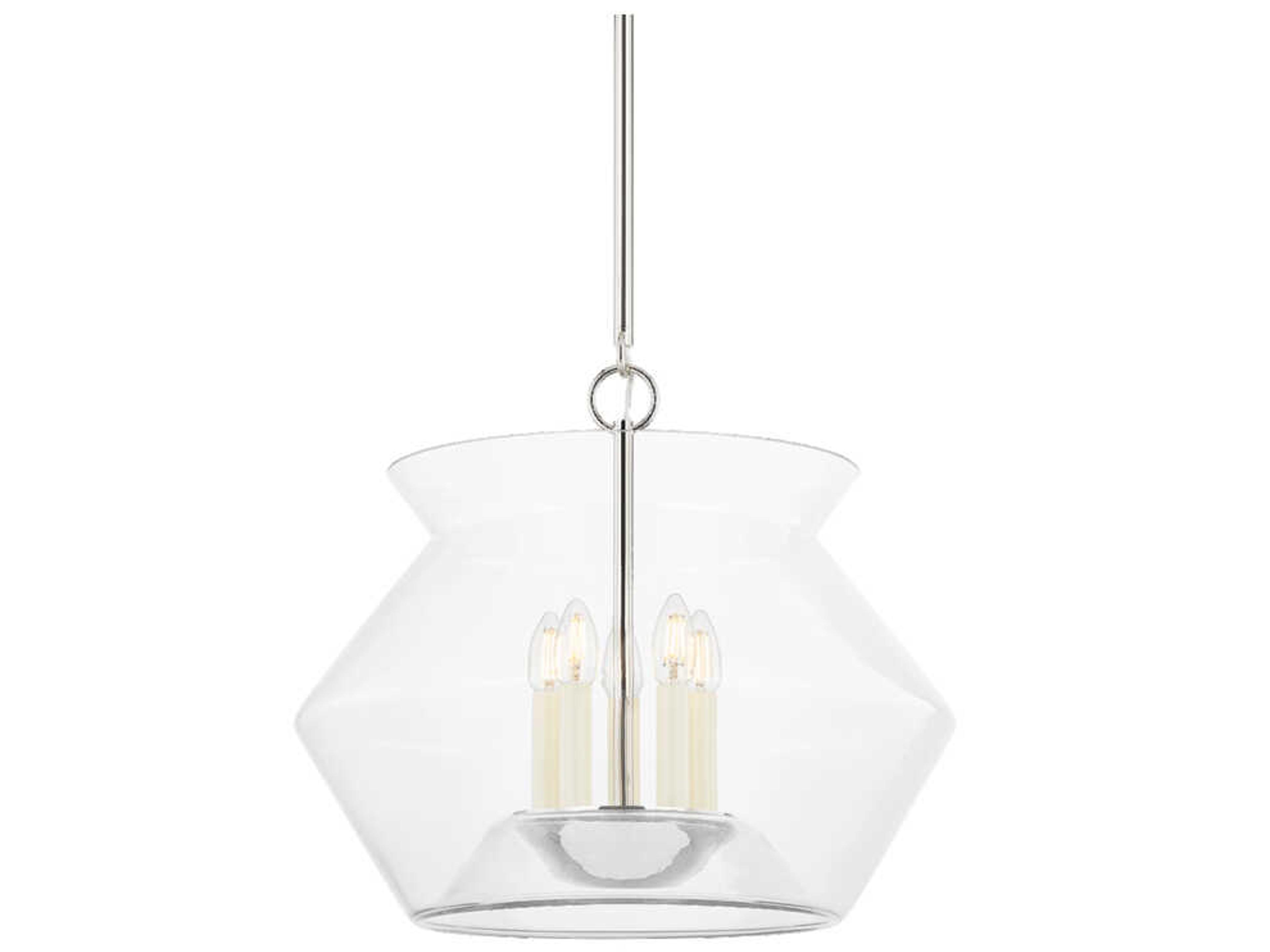 Edmonton 5-Light Polished Nickel Glass Pendant