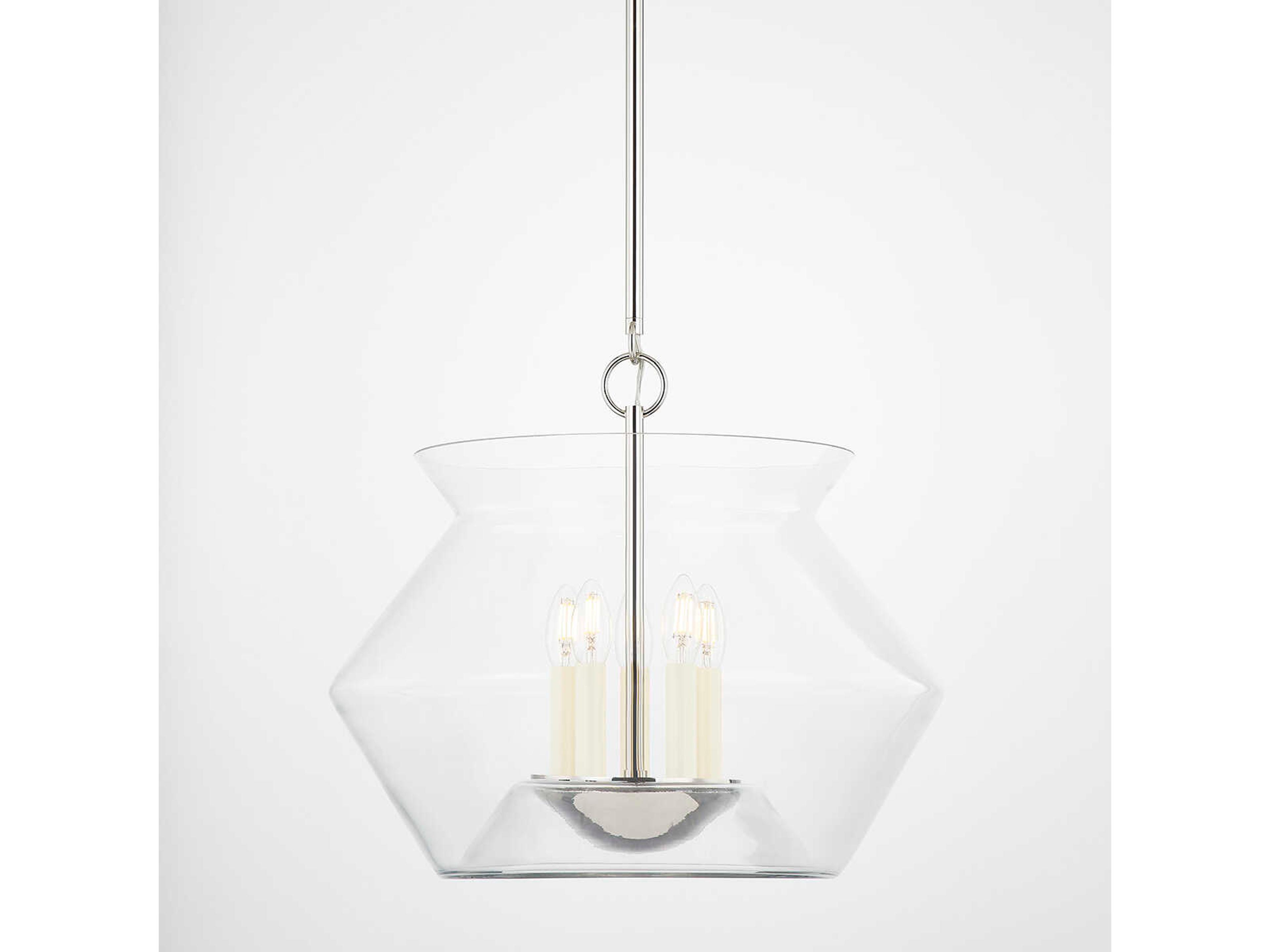 Hudson Valley Edmonton 5-Light Polished Nickel Glass Pendant