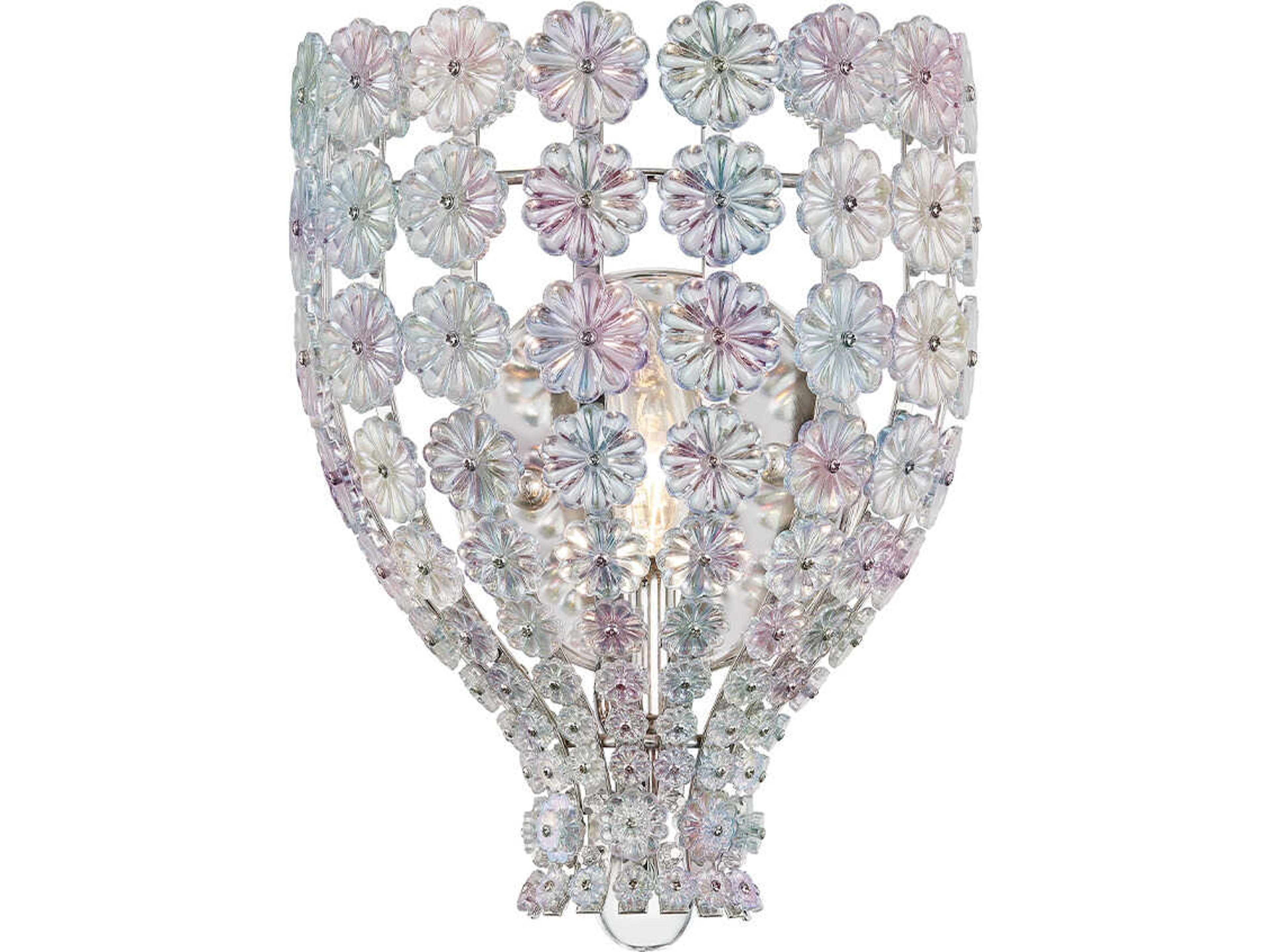 Floral Park 1-Light Polished Nickel Glass Wall Sconce