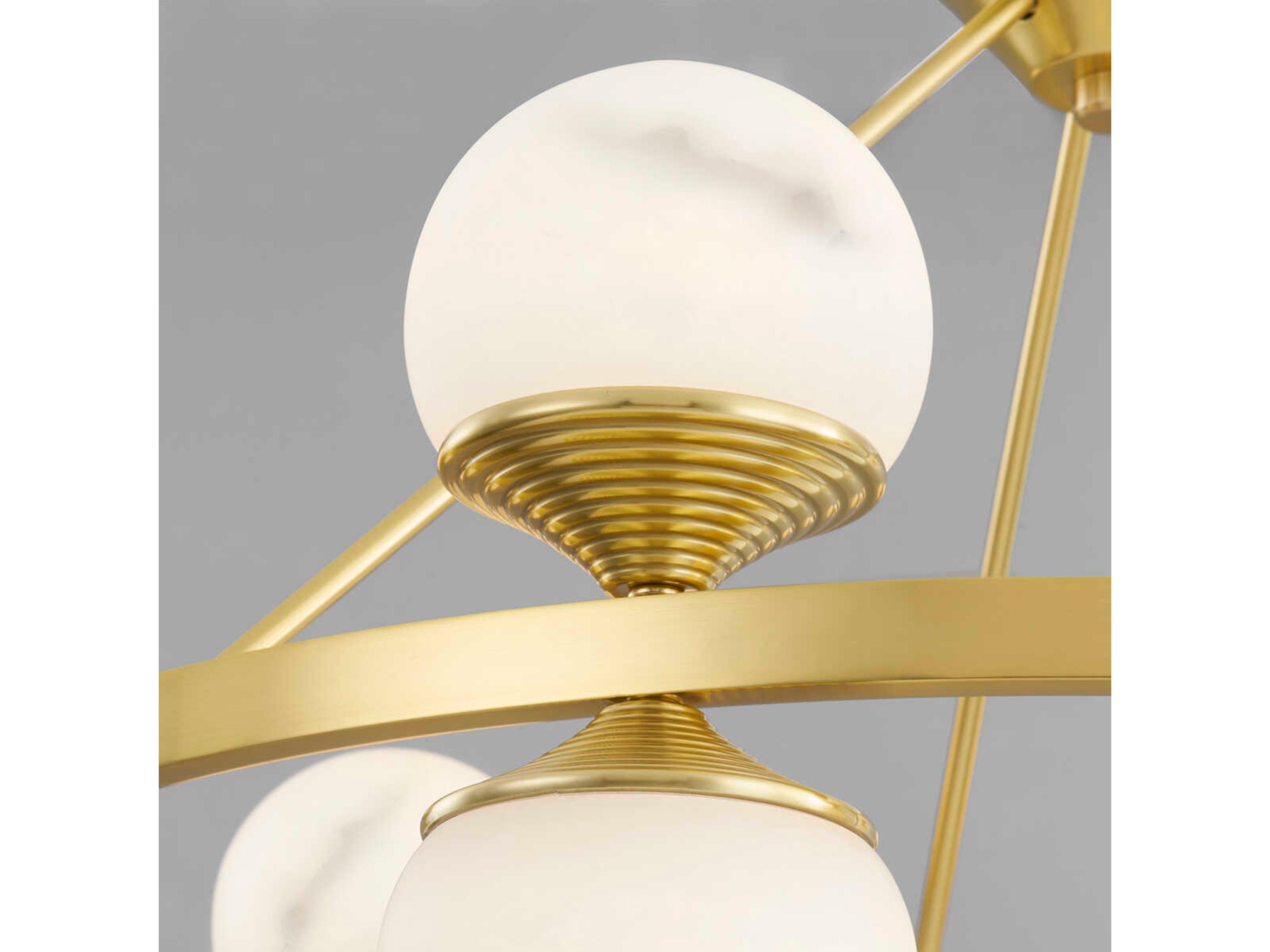 Hudson Valley Grafton 16-Light6-Light Aged Brass White Globe Chandelier