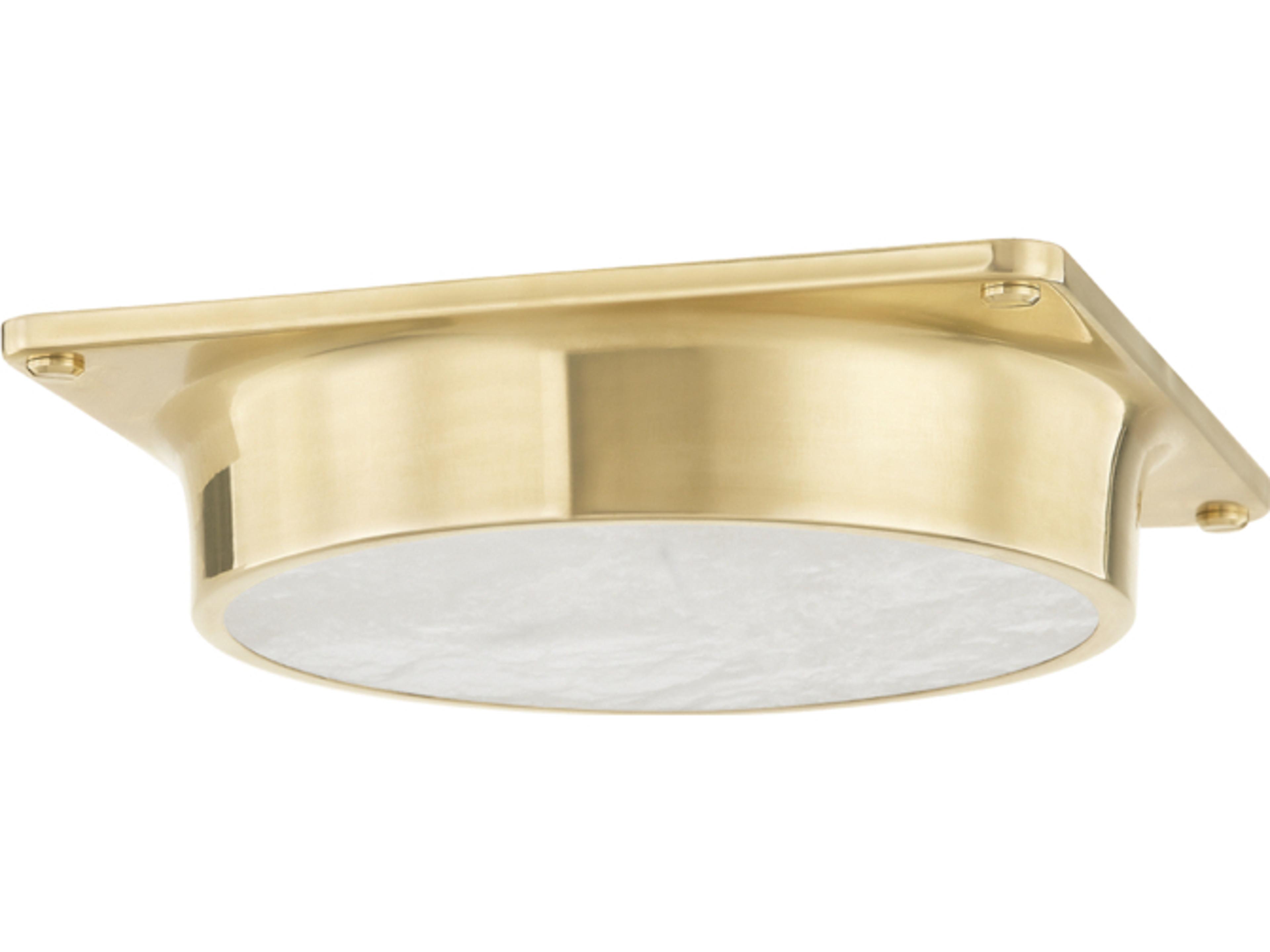 Greenwich 1-Light Aged Brass White LED Flush Mount