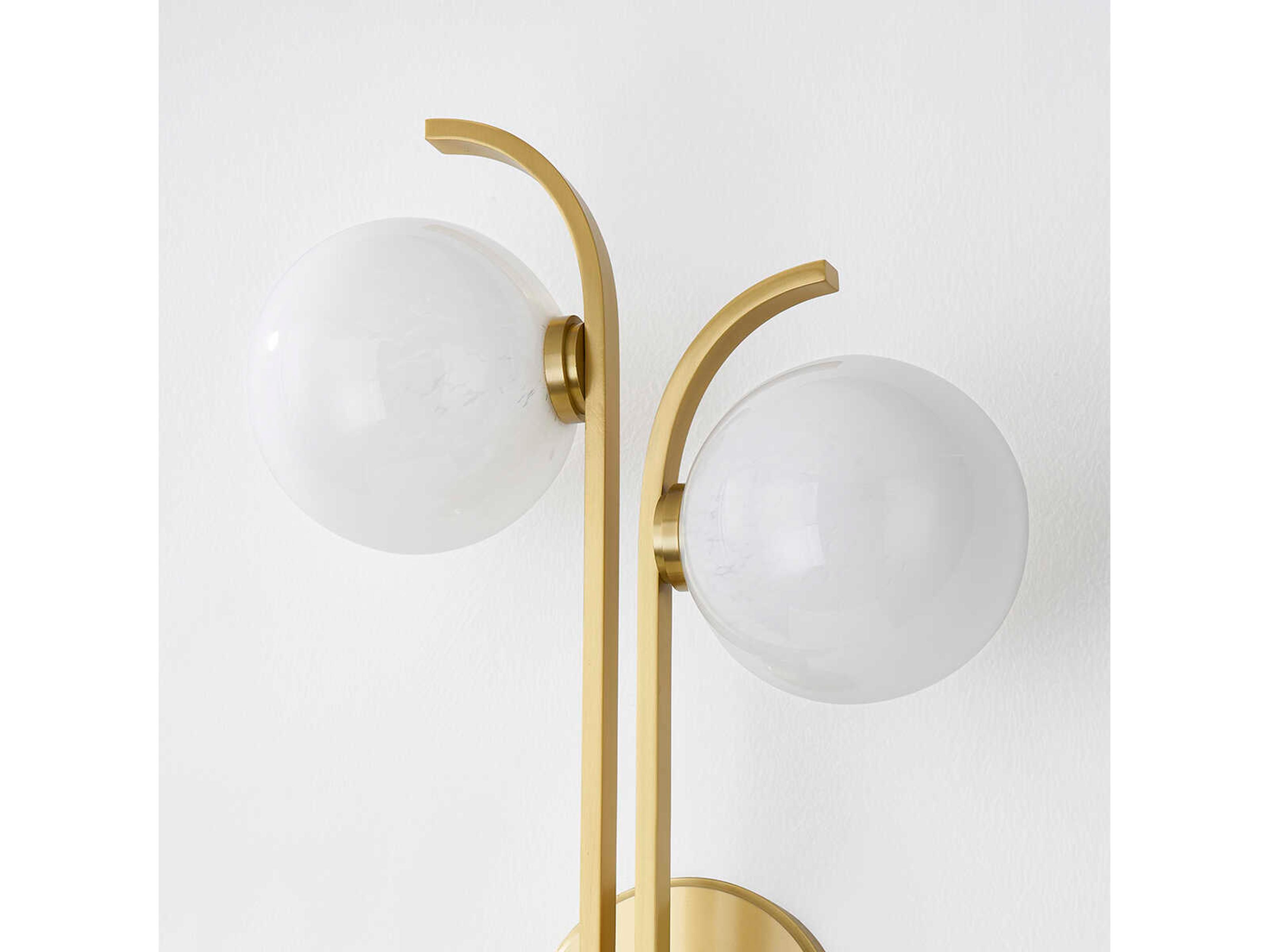 Hudson Valley Laval 2-Light Aged Brass Glass Wall Sconce