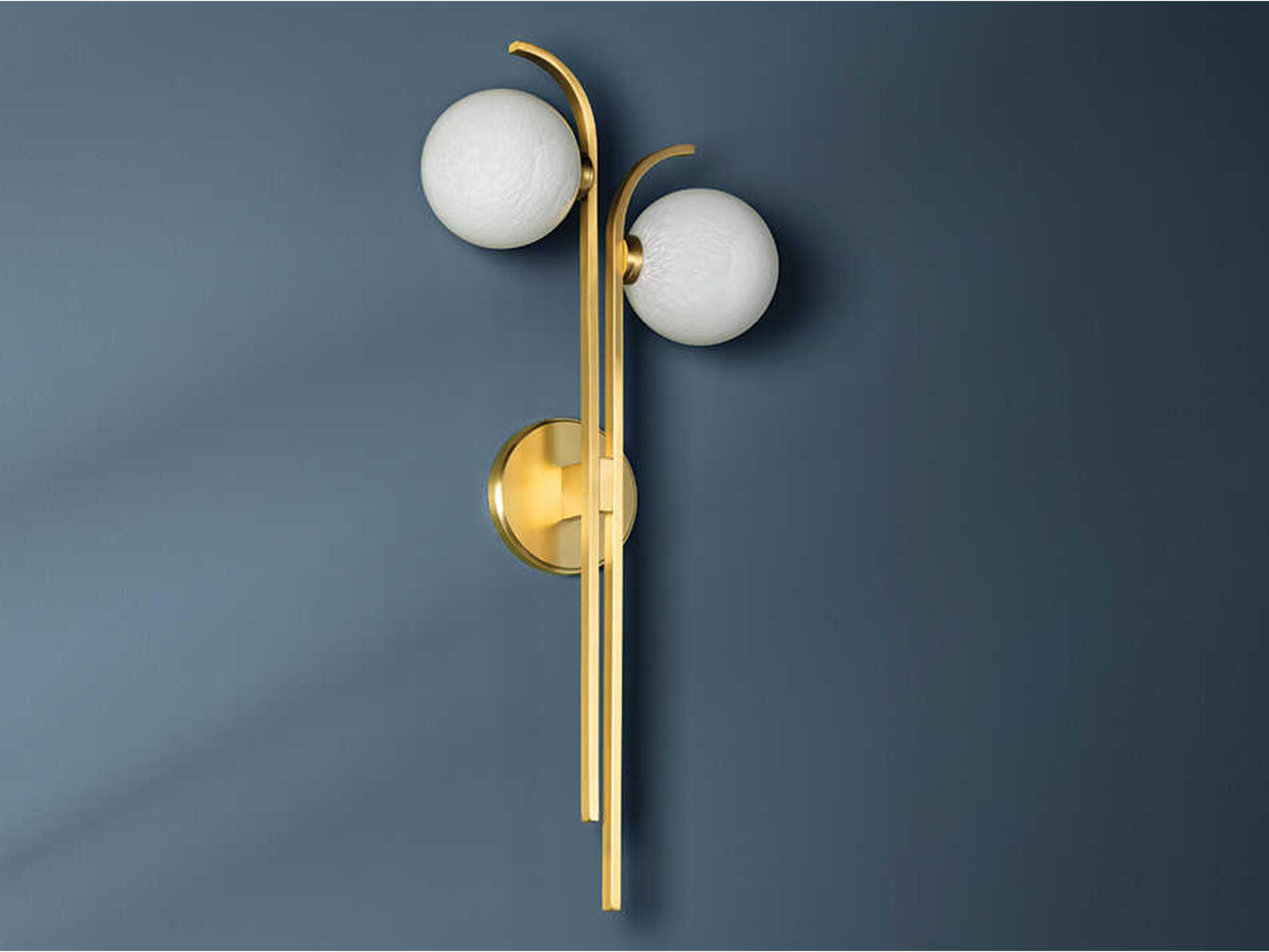 Hudson Valley Laval 2-Light Aged Brass Glass Wall Sconce