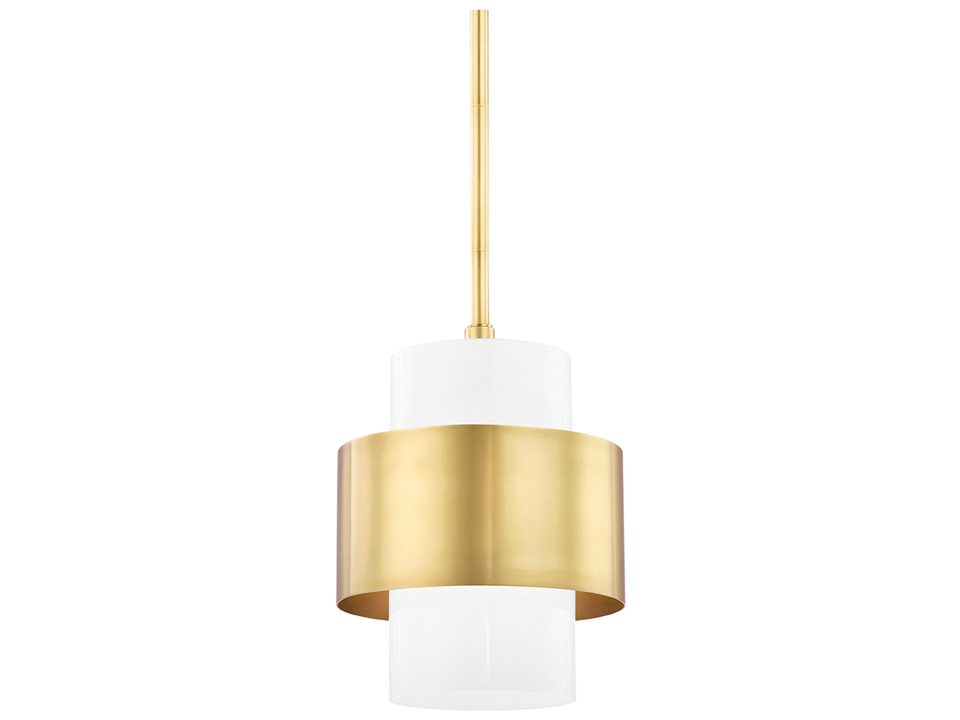 Corinth 1-Light Aged Brass Cylinder Mini Pendant
