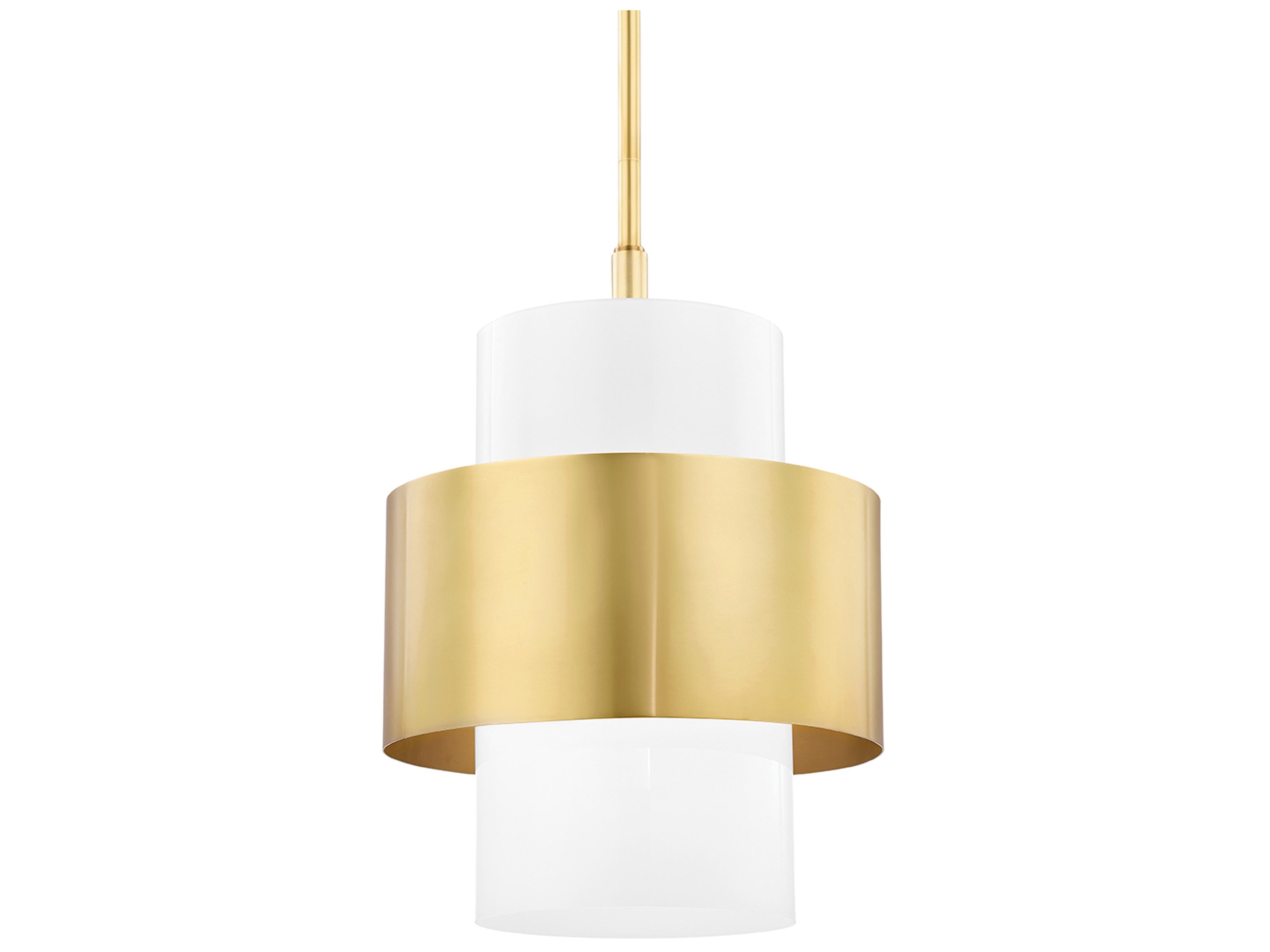 Corinth 1-Light Aged Brass Cylinder Pendant