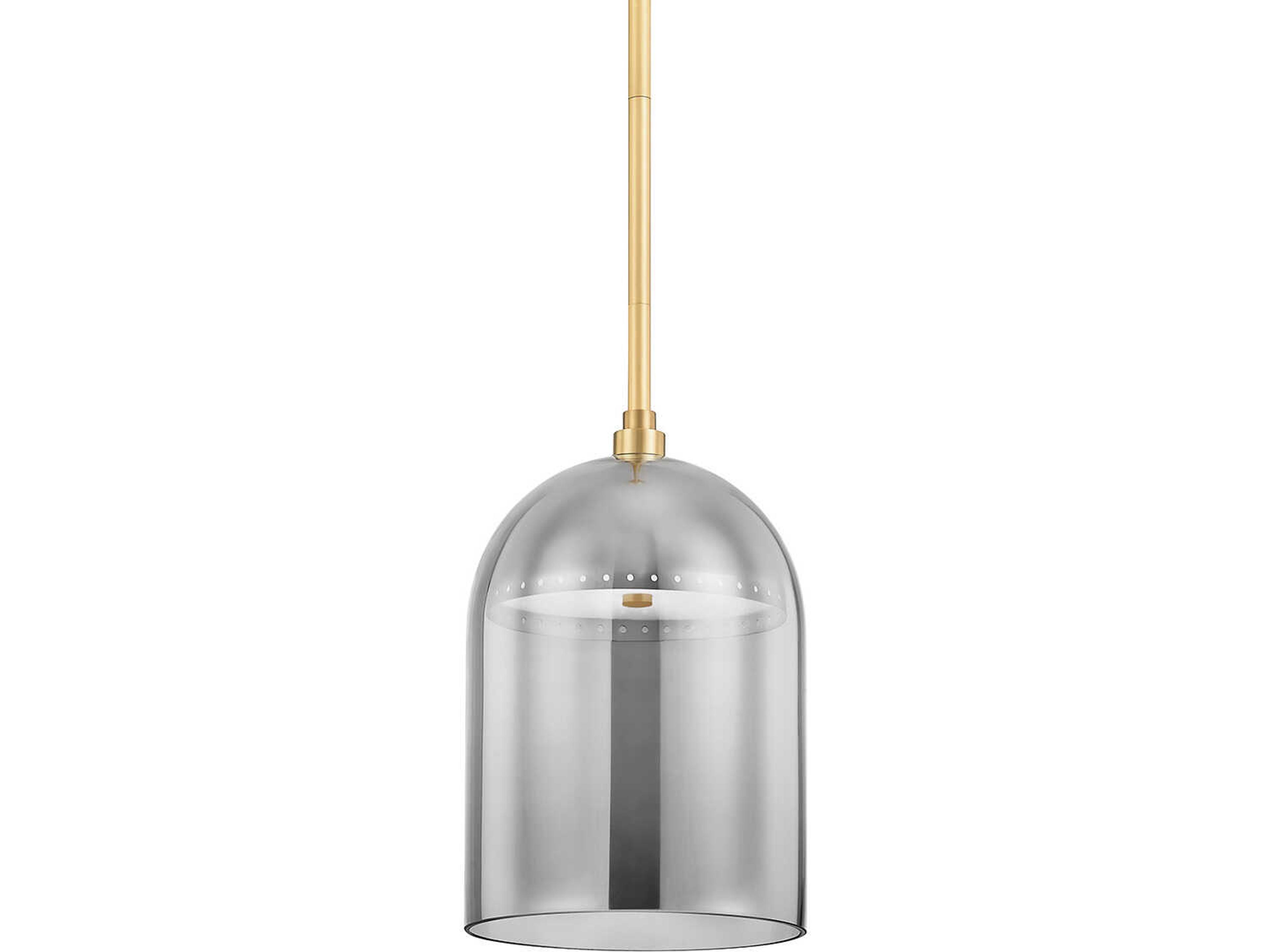 Dorval 1-Light Aged Brass Bell Mini Pendant