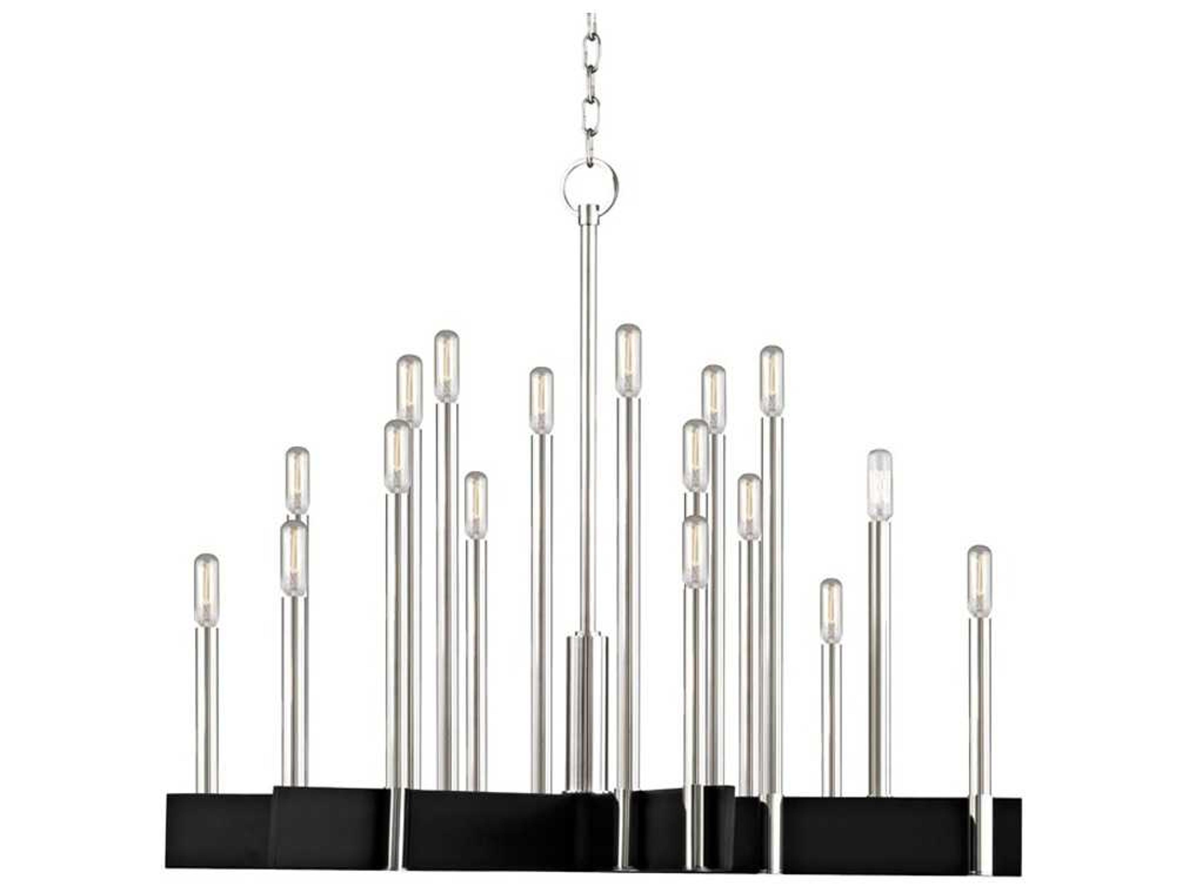 Hudson Valley Abrams 18-Light Polished Nickel Black Candelabra Chandelier