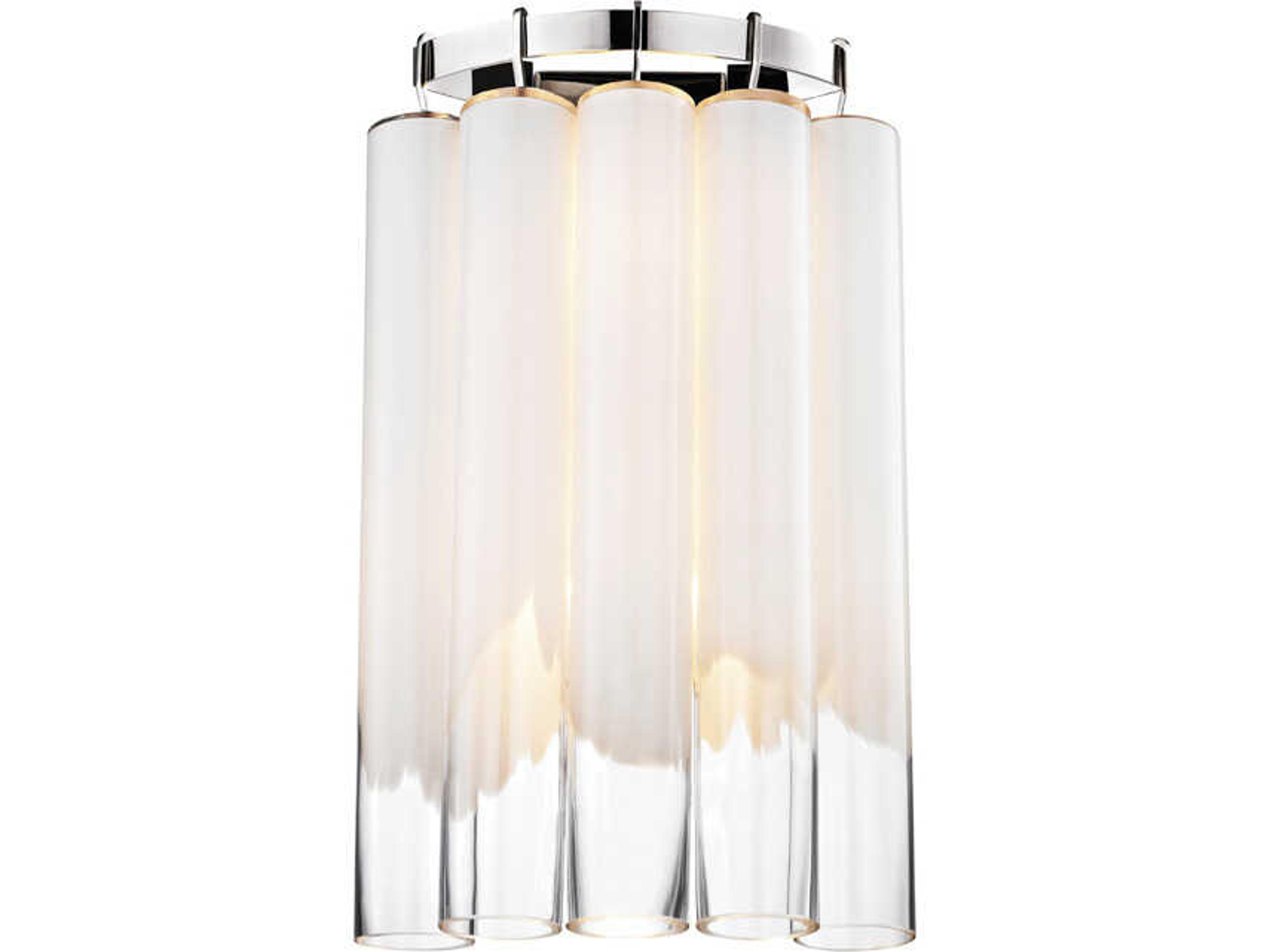 Tyrell 2-Light Polished Nickel White Glass Wall Sconce