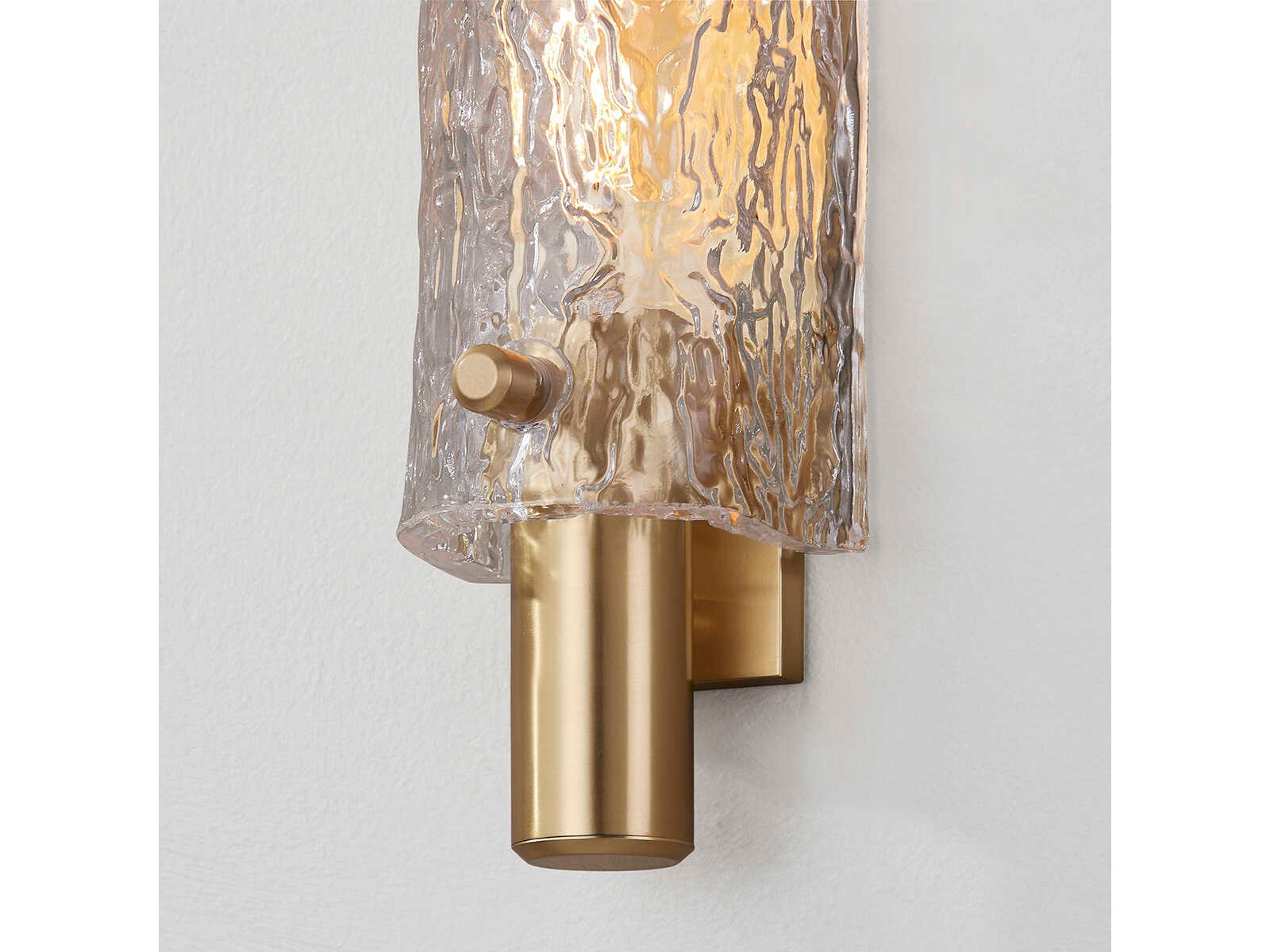 Hudson Valley Harwich 1-Light Aged Brass Glass Wall Sconce