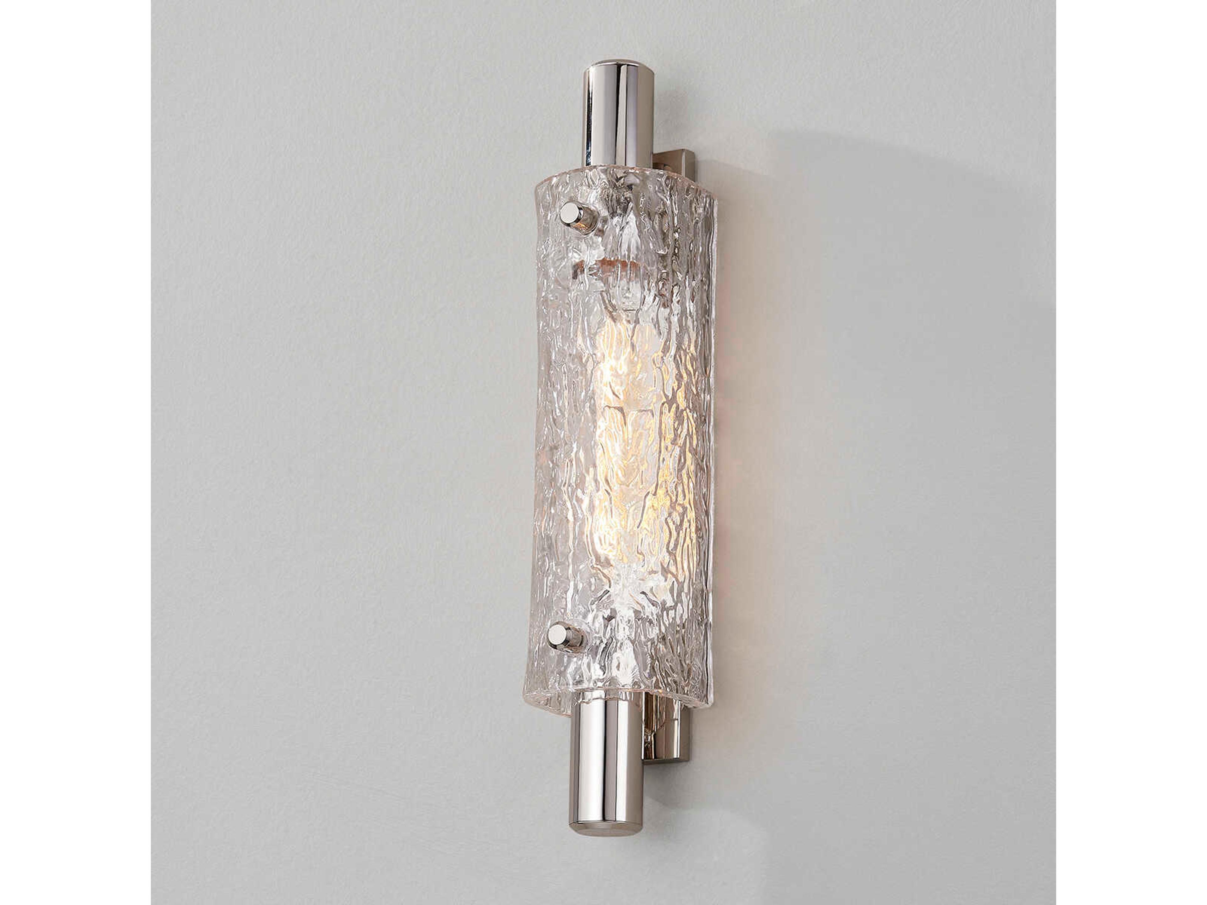 Hudson Valley Harwich 1-Light Polished Nickel Glass Wall Sconce