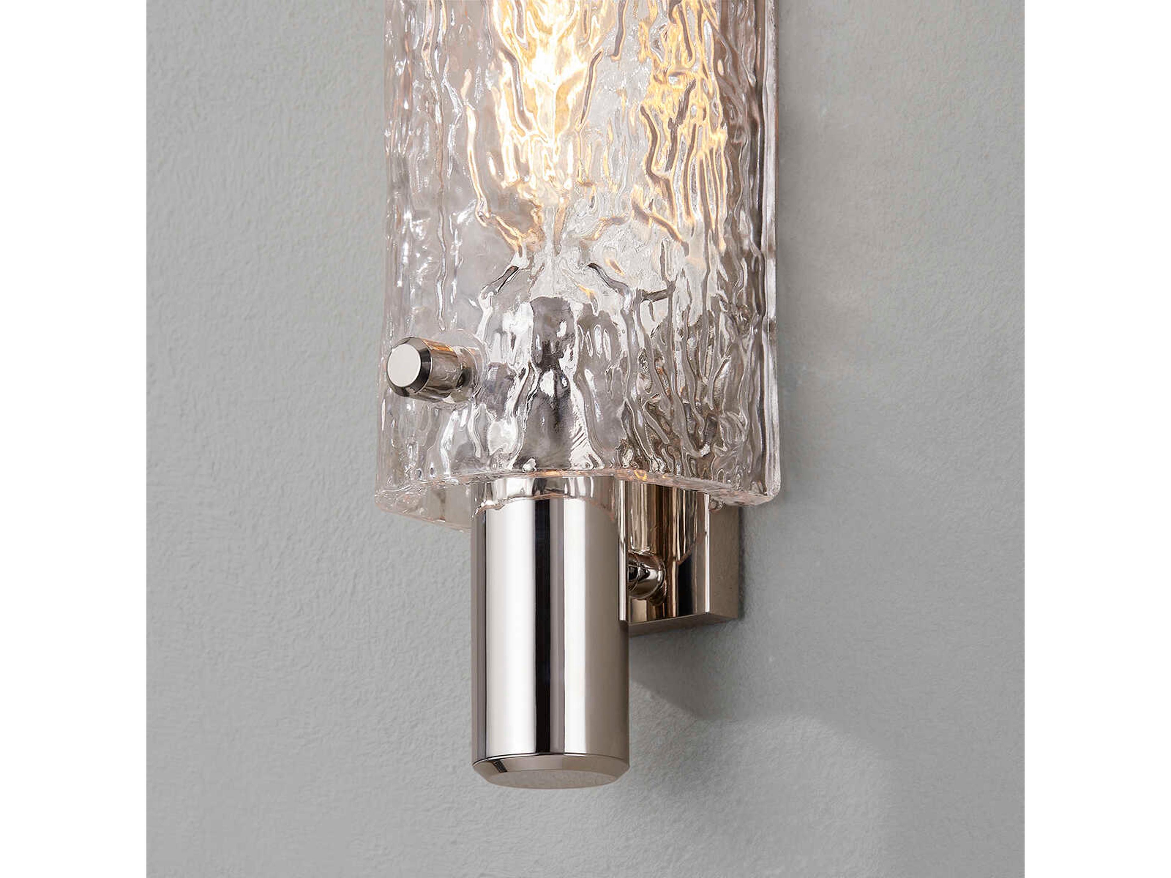 Hudson Valley Harwich 1-Light Polished Nickel Glass Wall Sconce