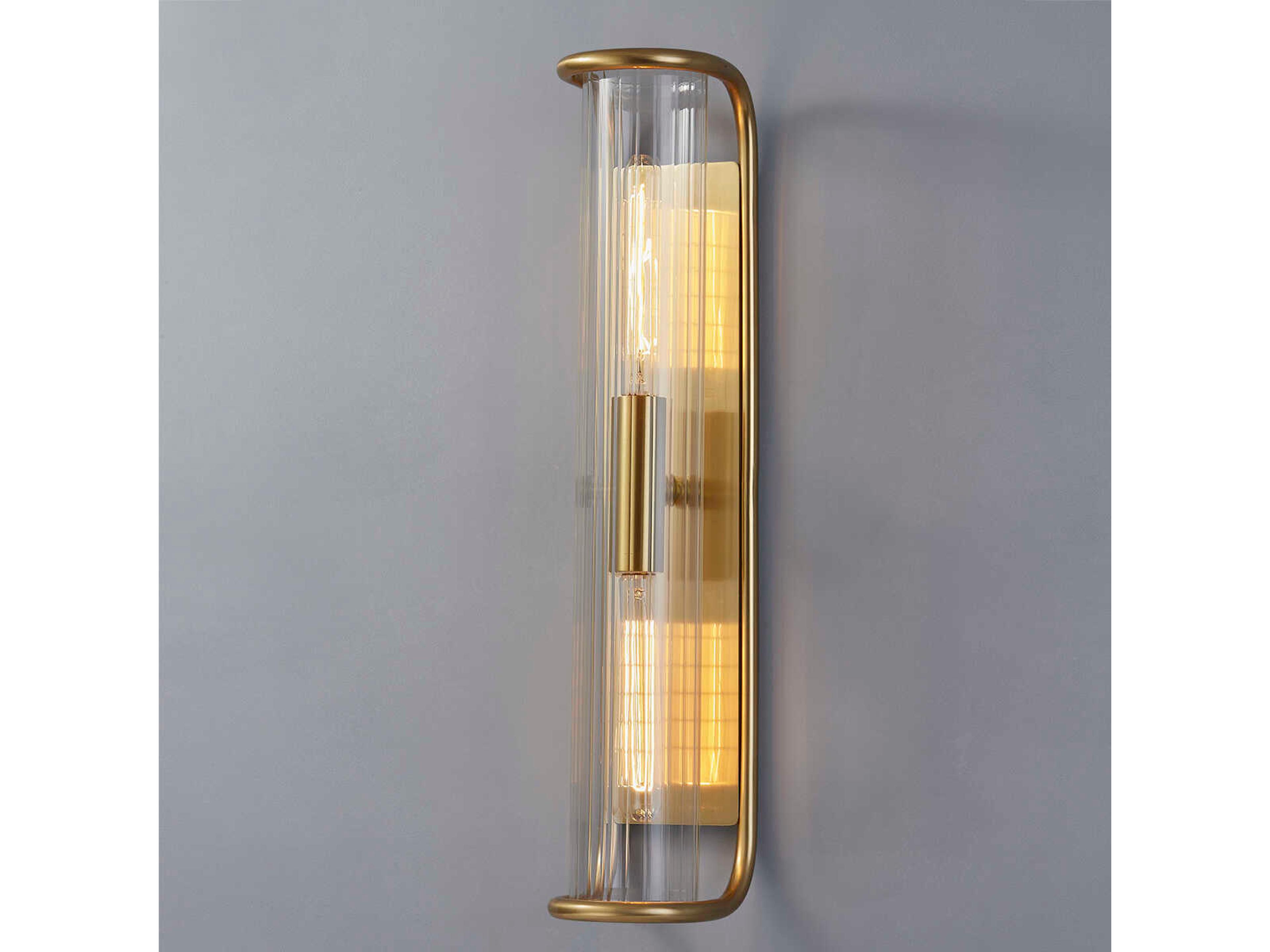 Hudson Valley Fillmore 2-Light Aged Brass Glass Wall Sconce