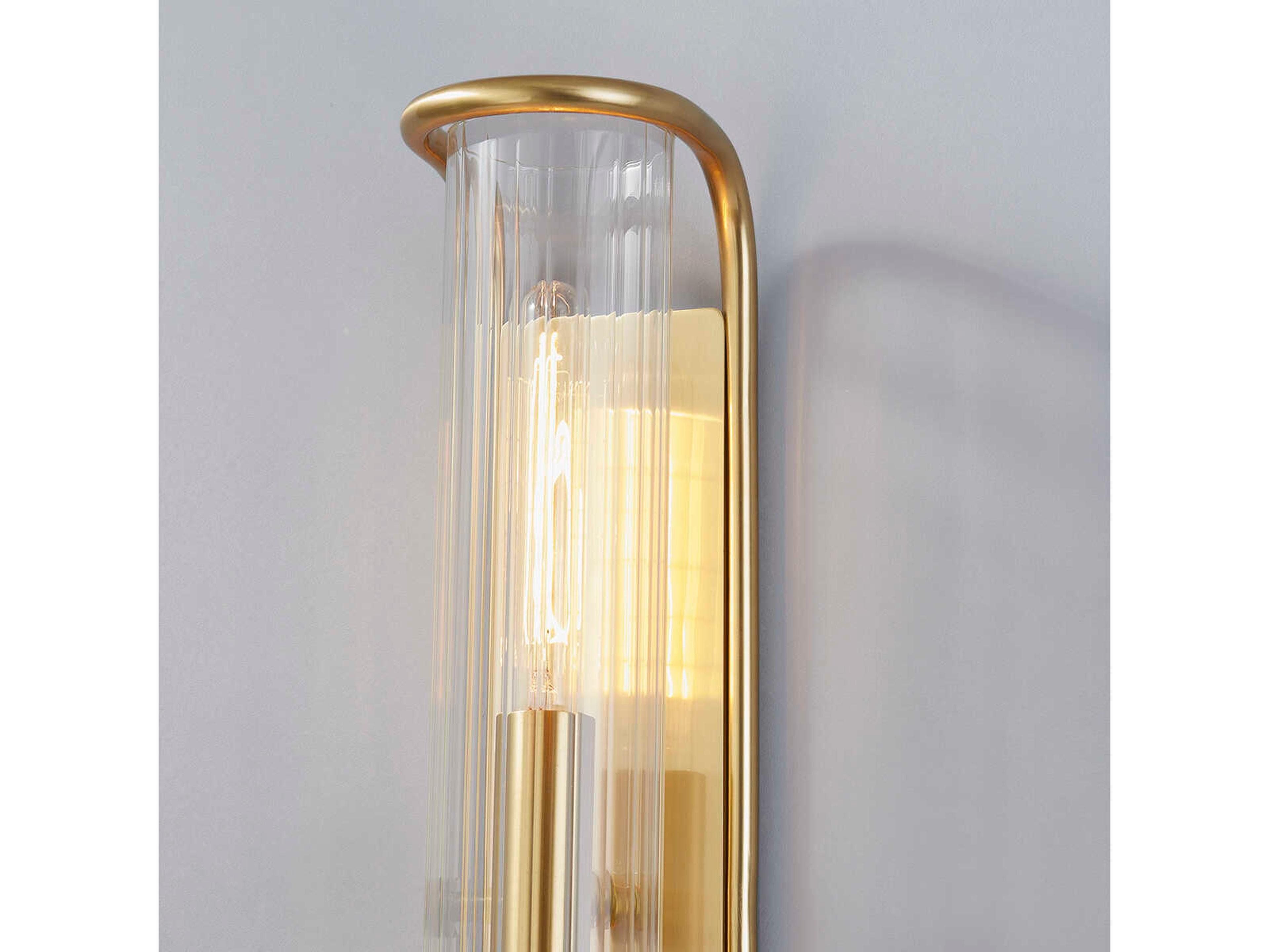 Hudson Valley Fillmore 2-Light Aged Brass Glass Wall Sconce