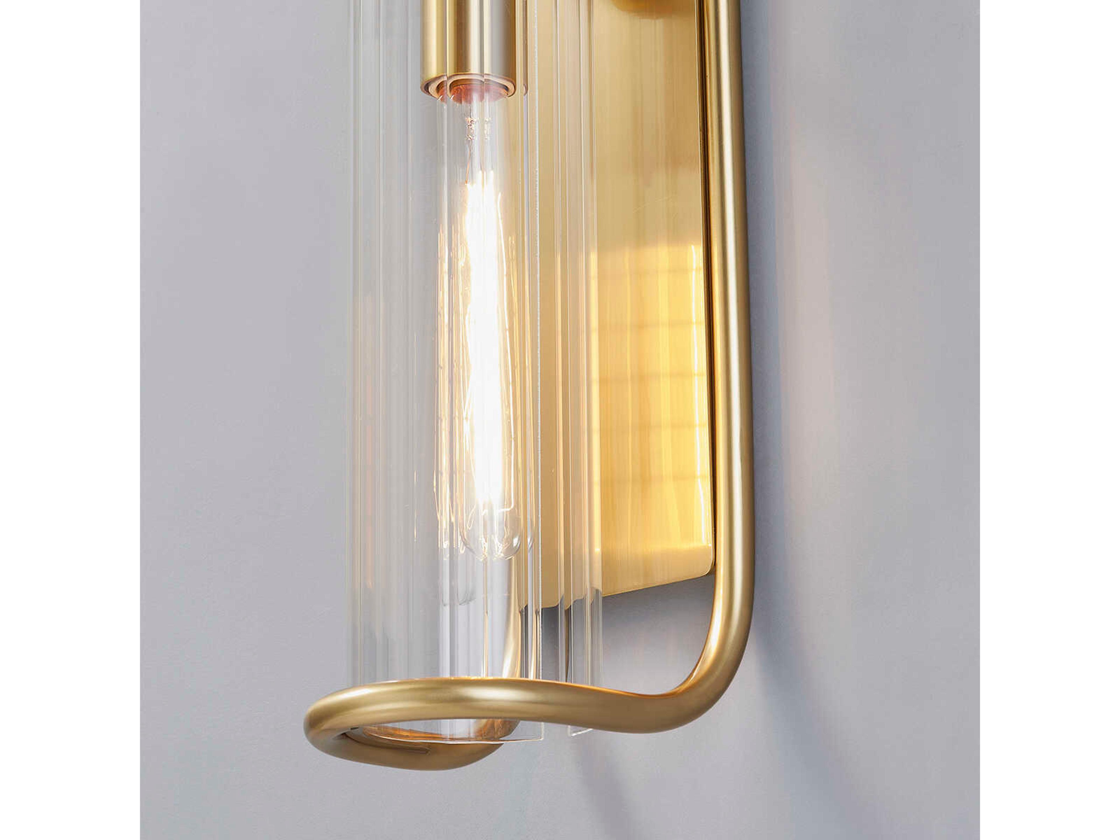Hudson Valley Fillmore 2-Light Aged Brass Glass Wall Sconce