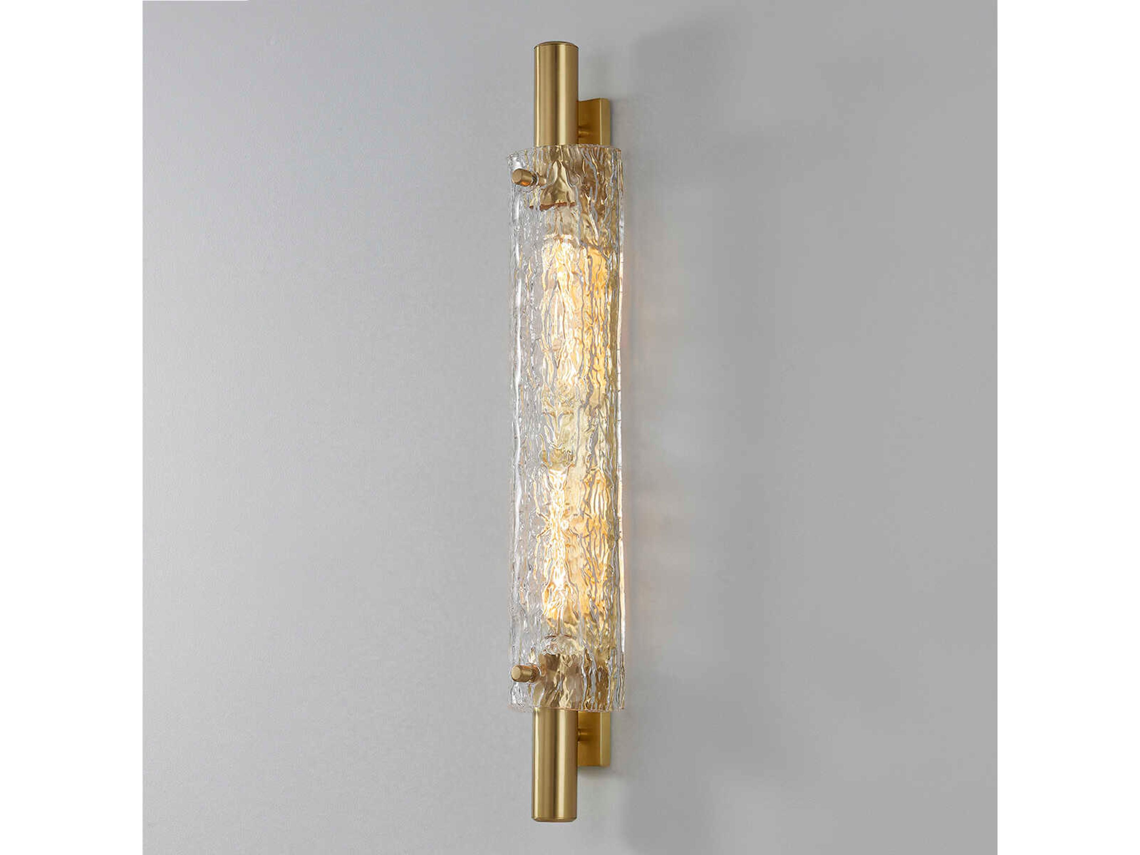 Hudson Valley Harwich 2-Light Aged Brass Glass Wall Sconce