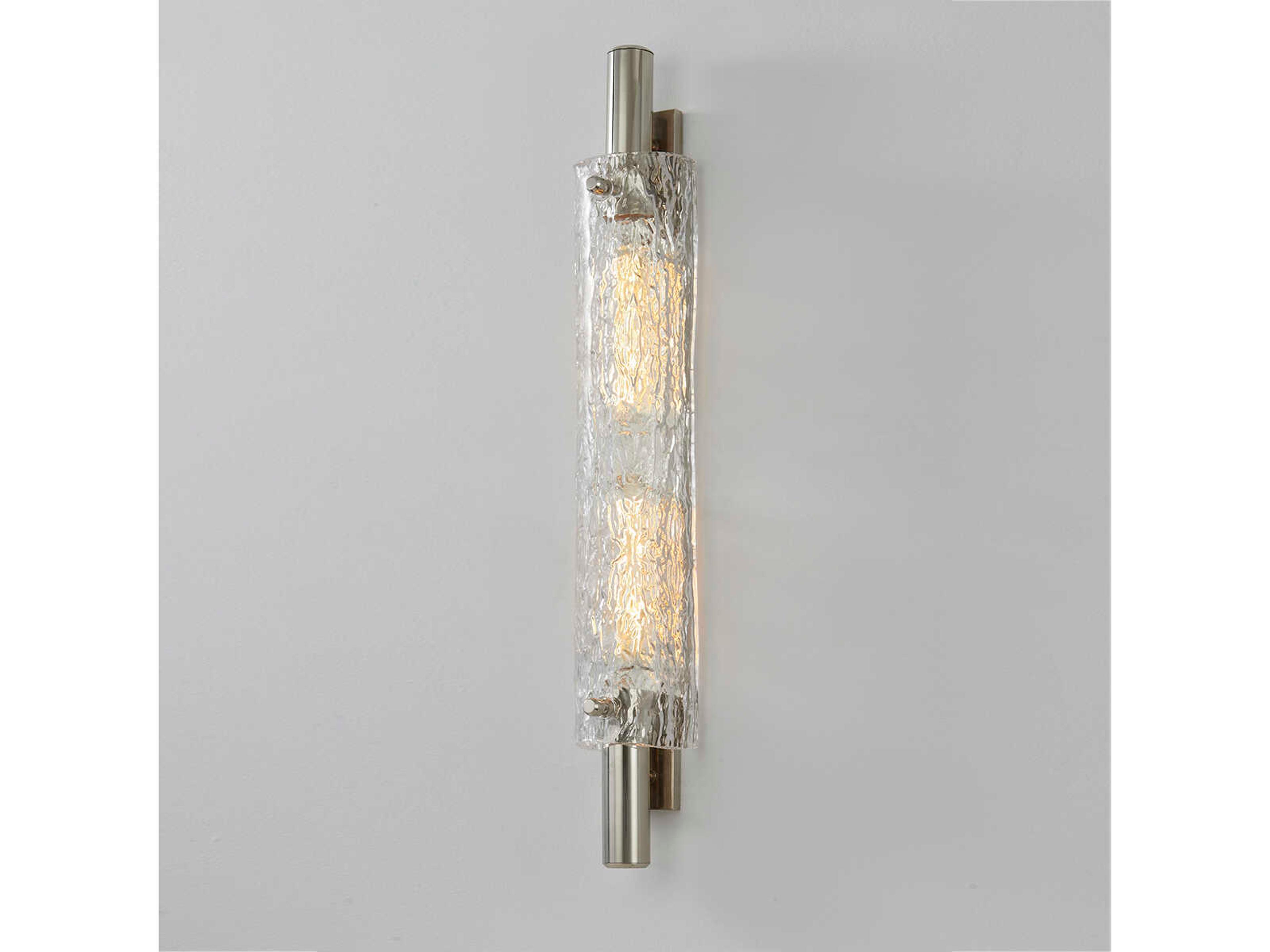 Hudson Valley Harwich 2-Light Polished Nickel Glass Wall Sconce