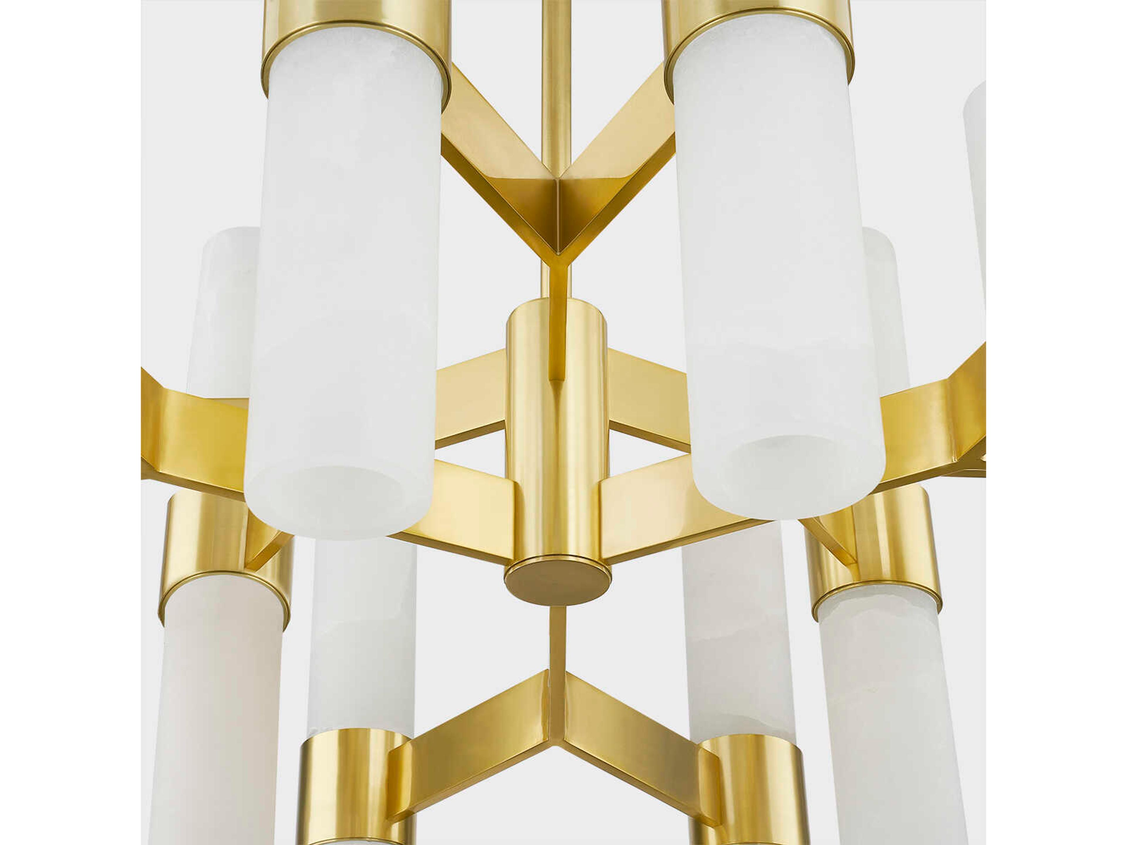 Hudson Valley Stowe 24-Light Aged Brass Glass Cylinder Chandelier