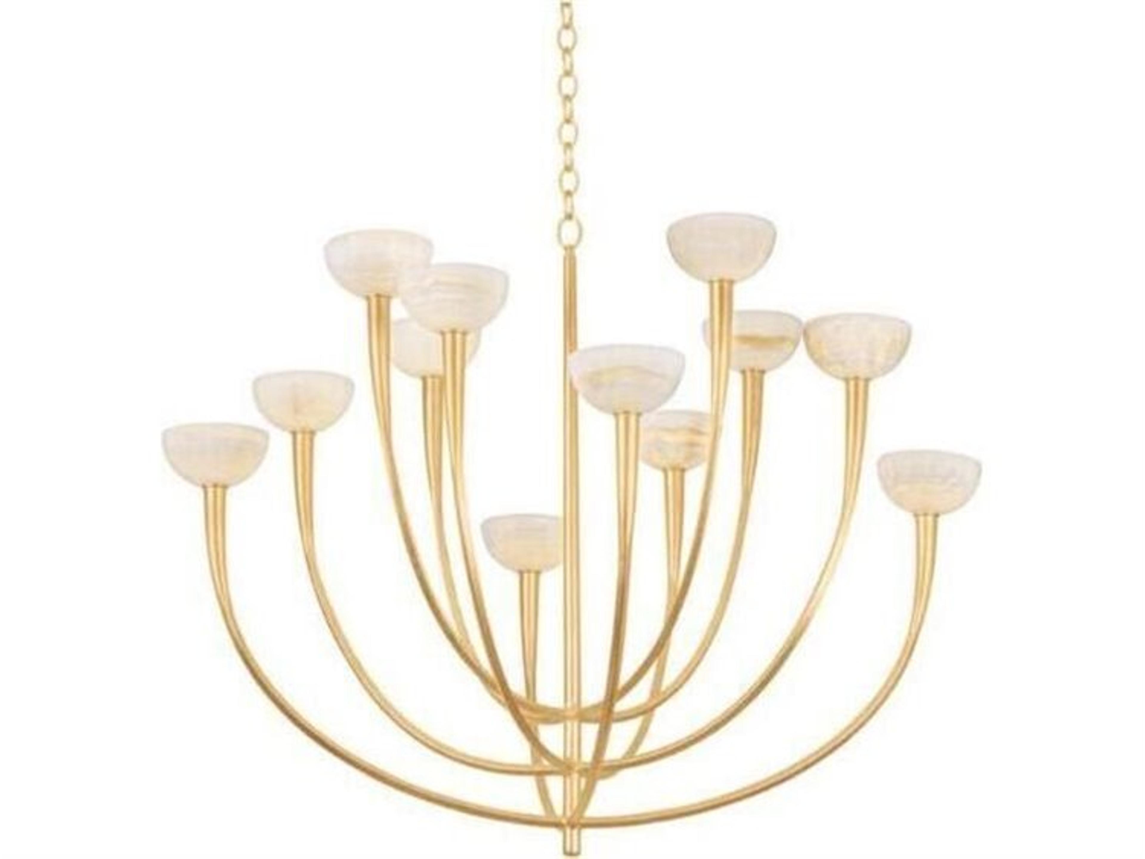 Maywood 12-Light Vintage Gold Leaf Chandelier