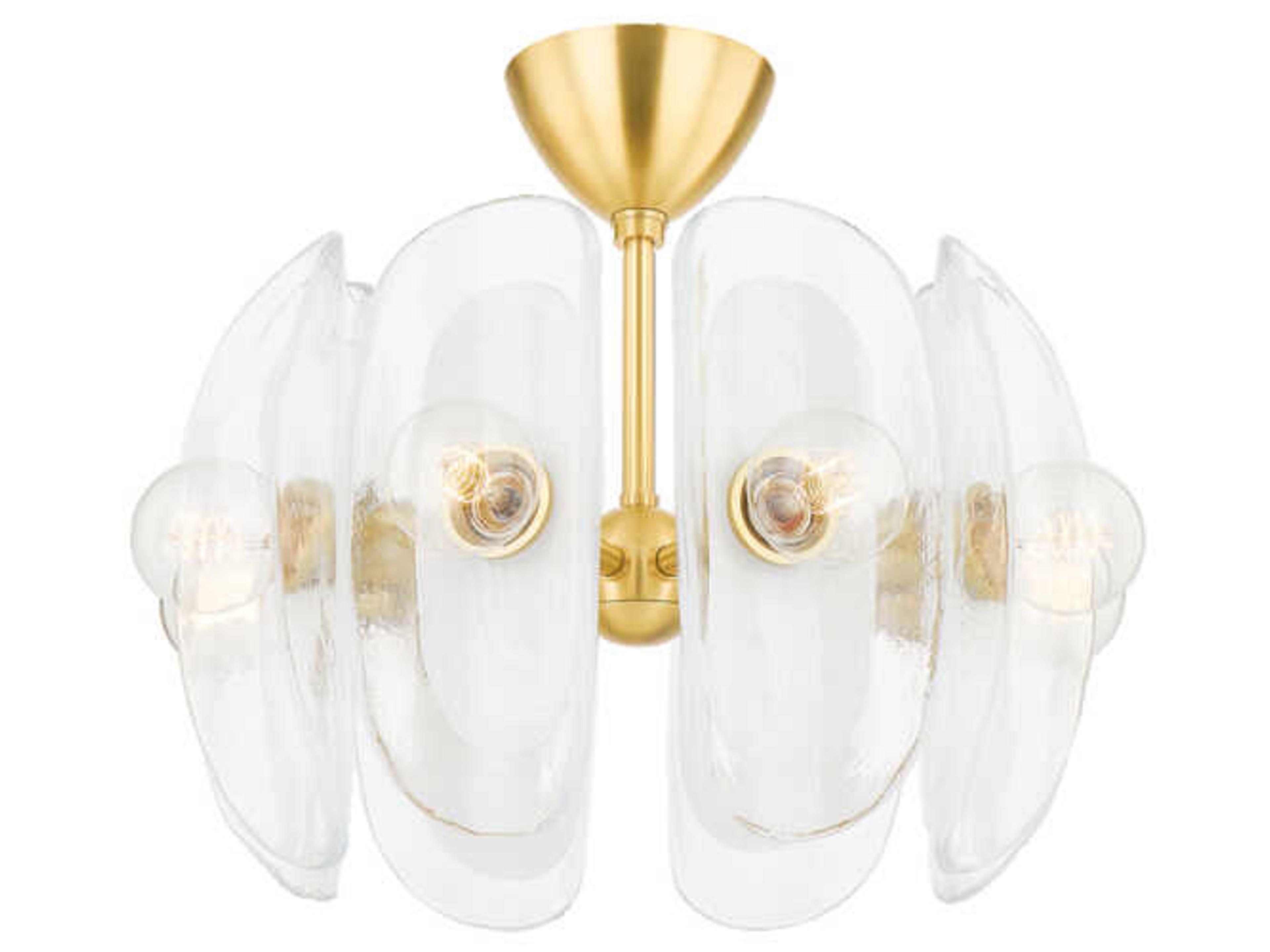 Hudson Valley Hilo 8-Light Aged Brass Glass Semi Flush Mount