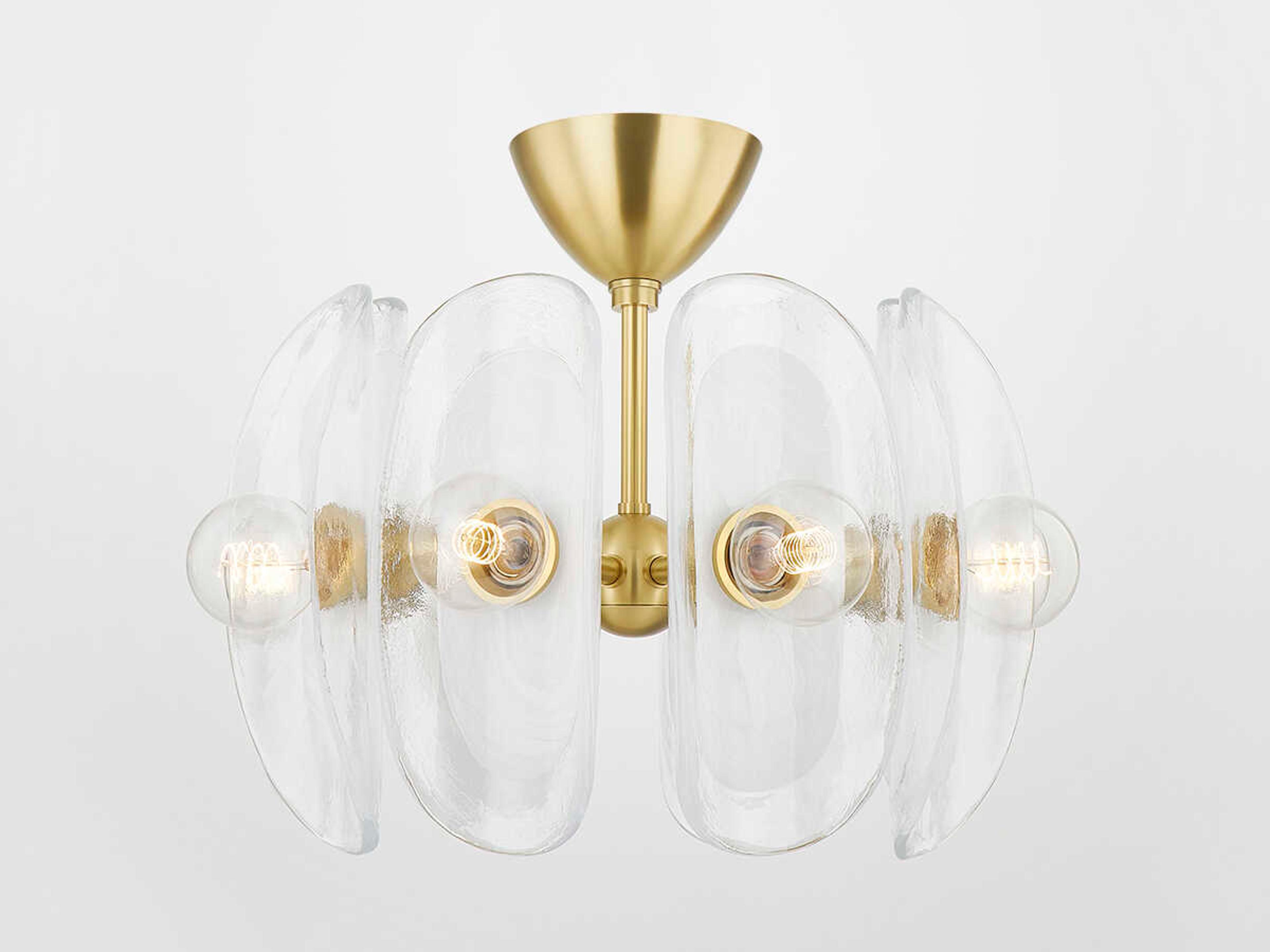 Hudson Valley Hilo 8-Light Aged Brass Glass Semi Flush Mount