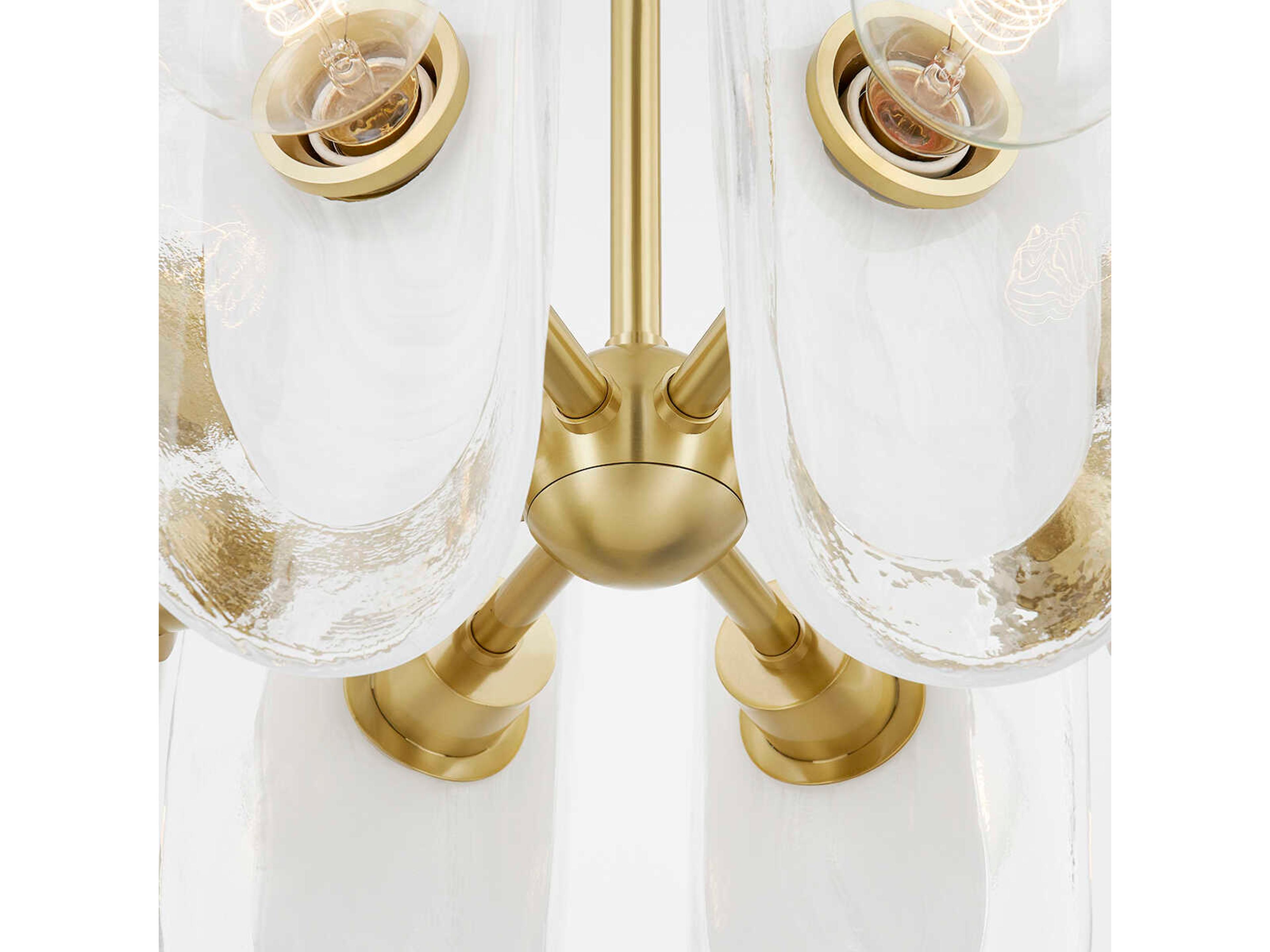 Hudson Valley Hilo 8-Light Aged Brass Glass Semi Flush Mount