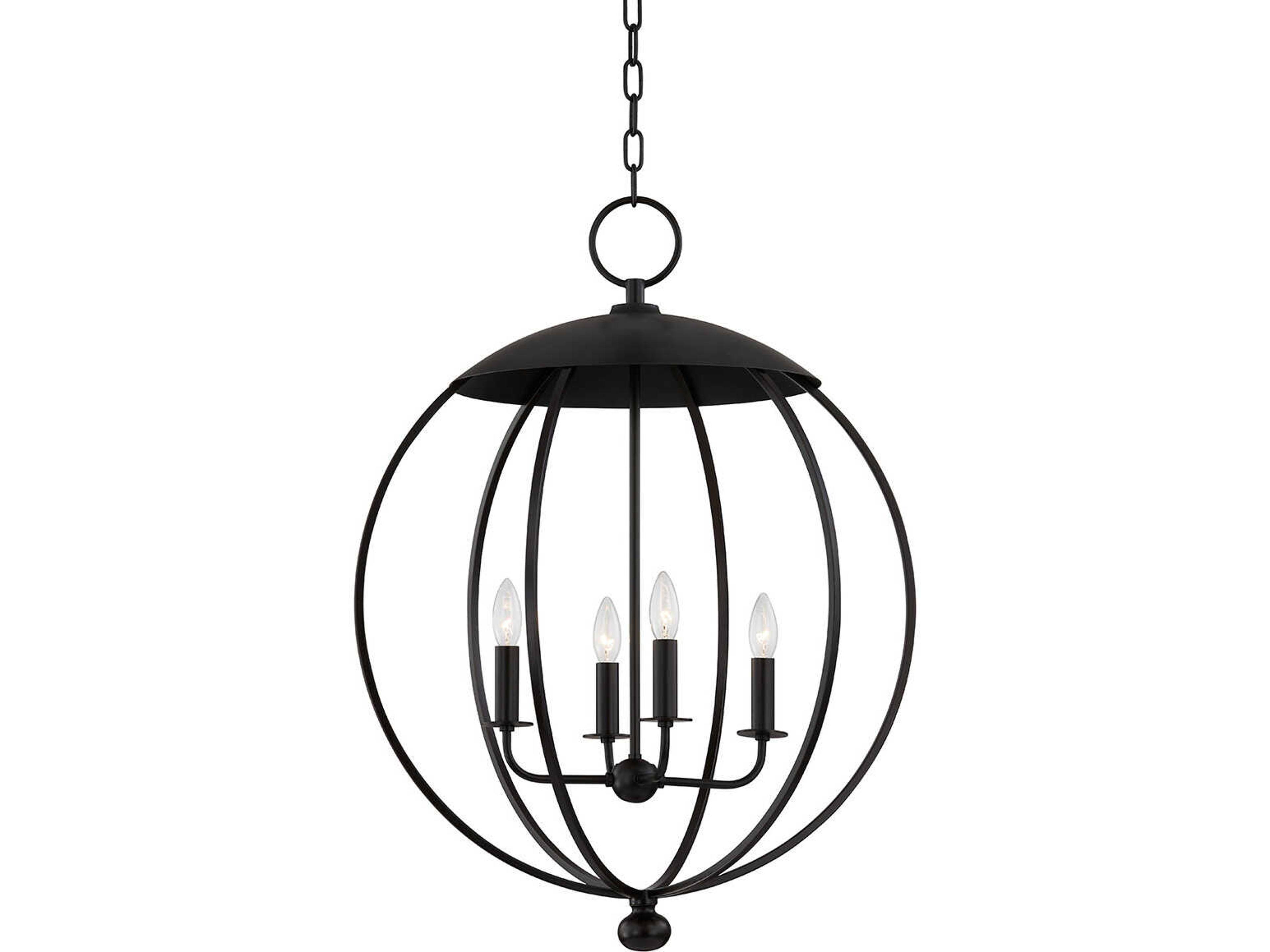 Wesley 4-Light Aged Iron Black Globe Pendant
