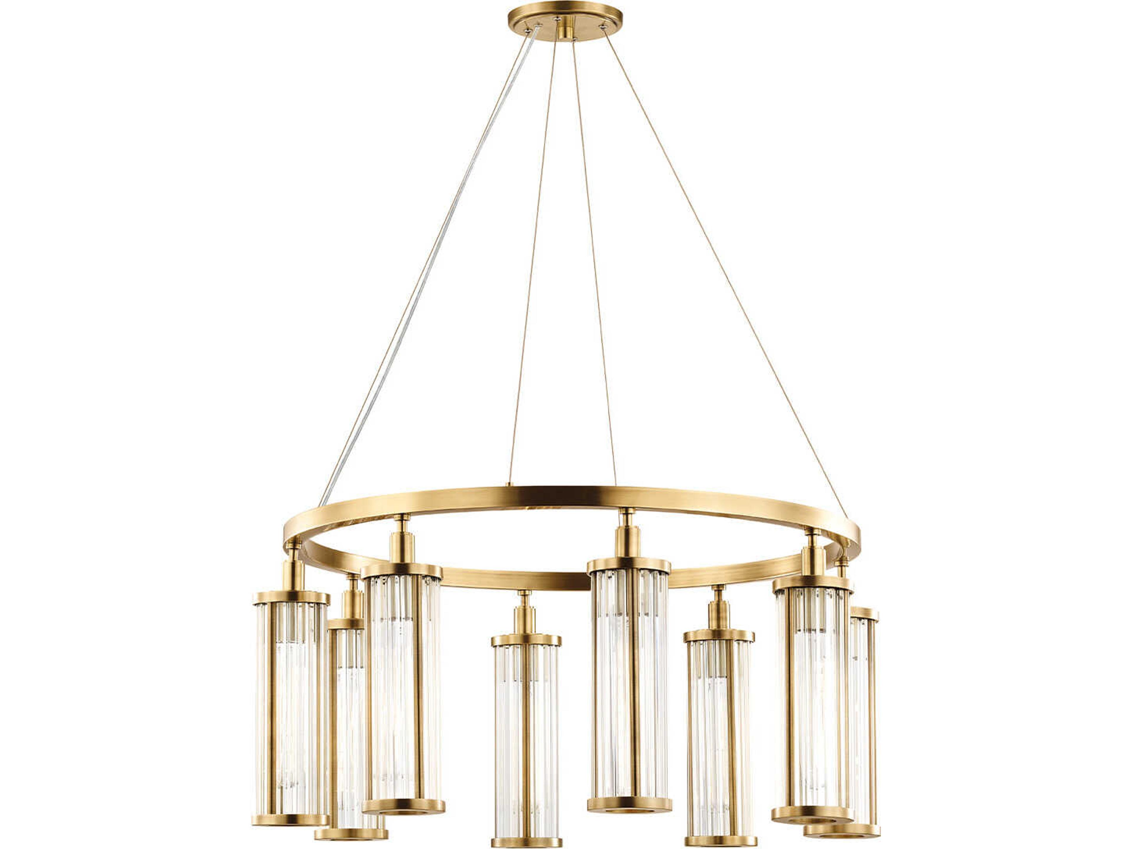 Marley 8-Light Aged Brass Cylinder Round Chandelier