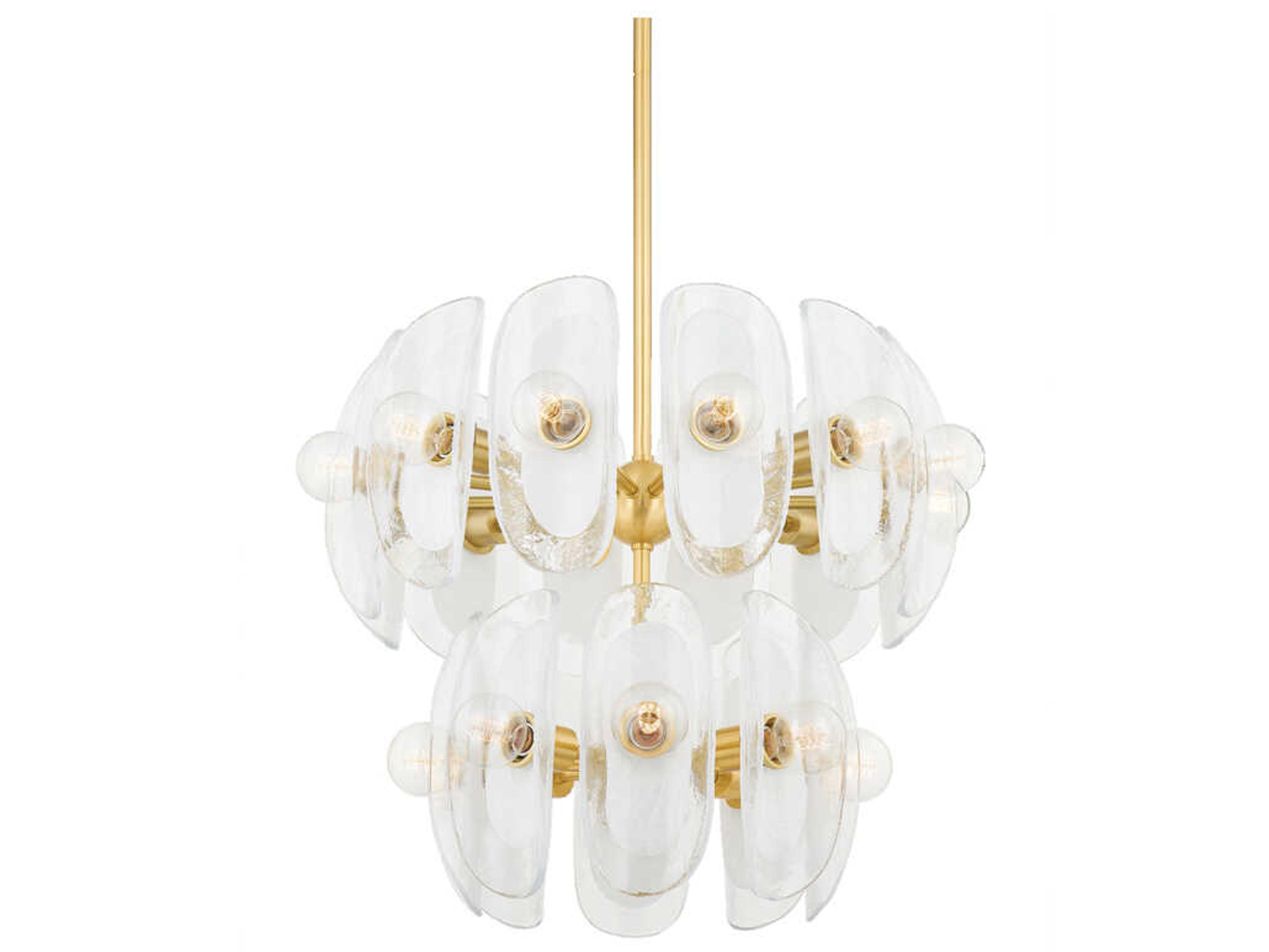 Hilo 20-Light Aged Brass Glass Chandelier