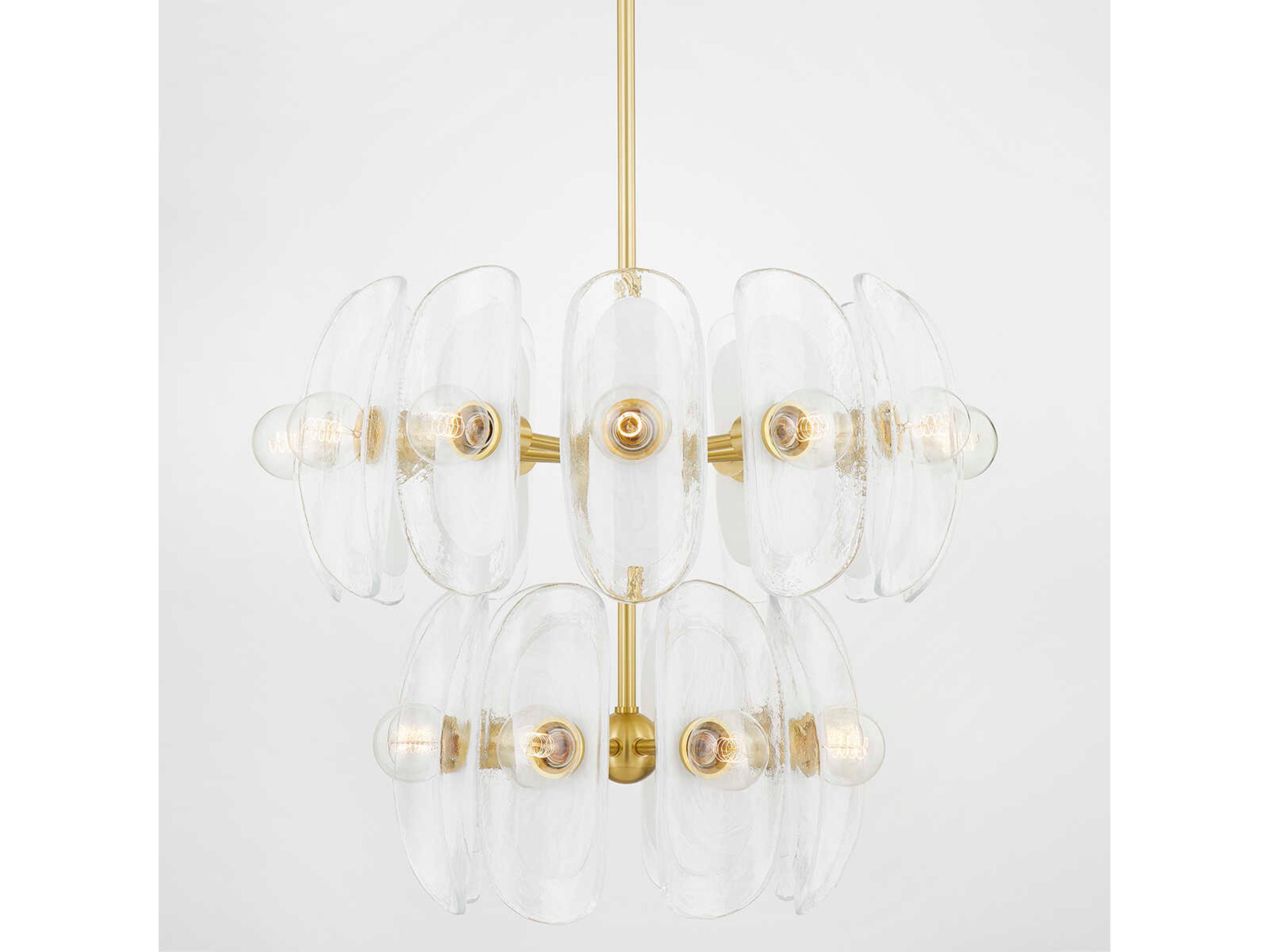 Hudson Valley Hilo 20-Light Aged Brass Glass Chandelier