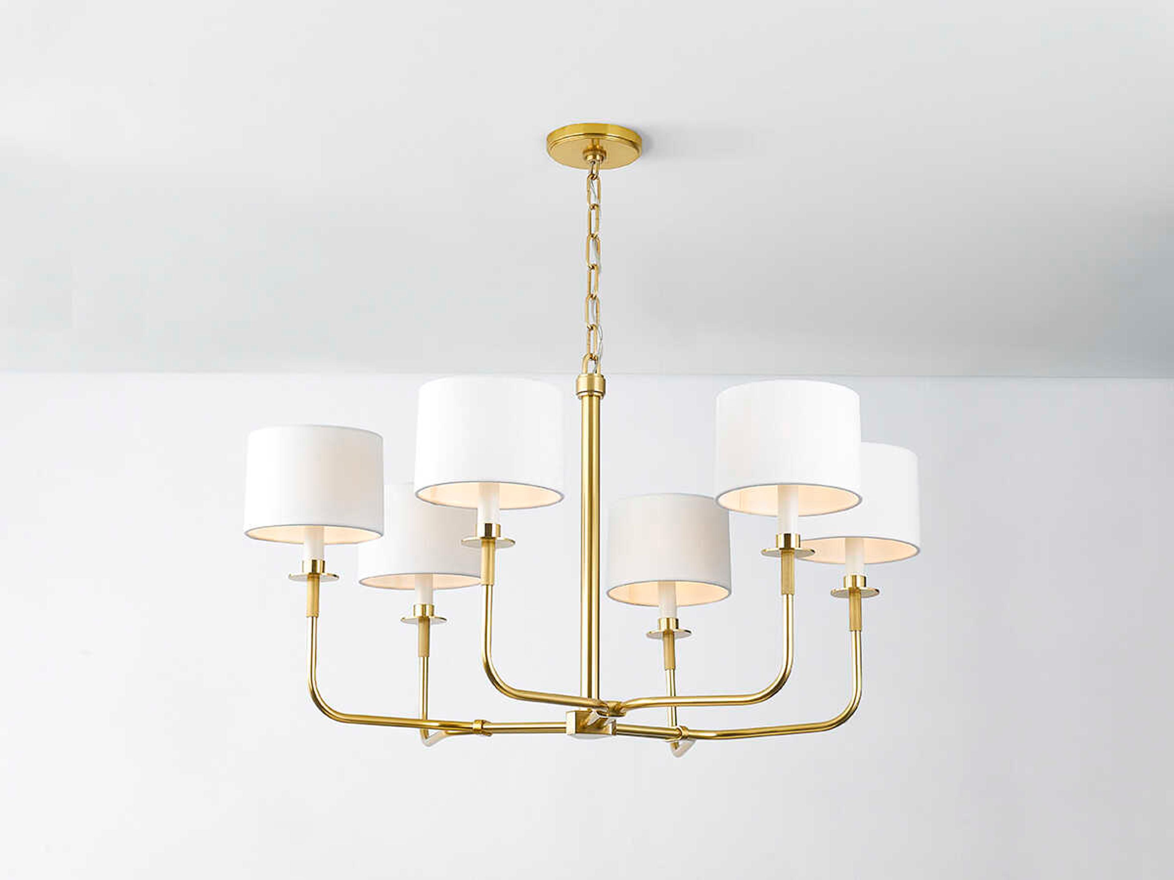 Hudson Valley Paramus 6-Light Aged Brass Candelabra Drum Chandelier