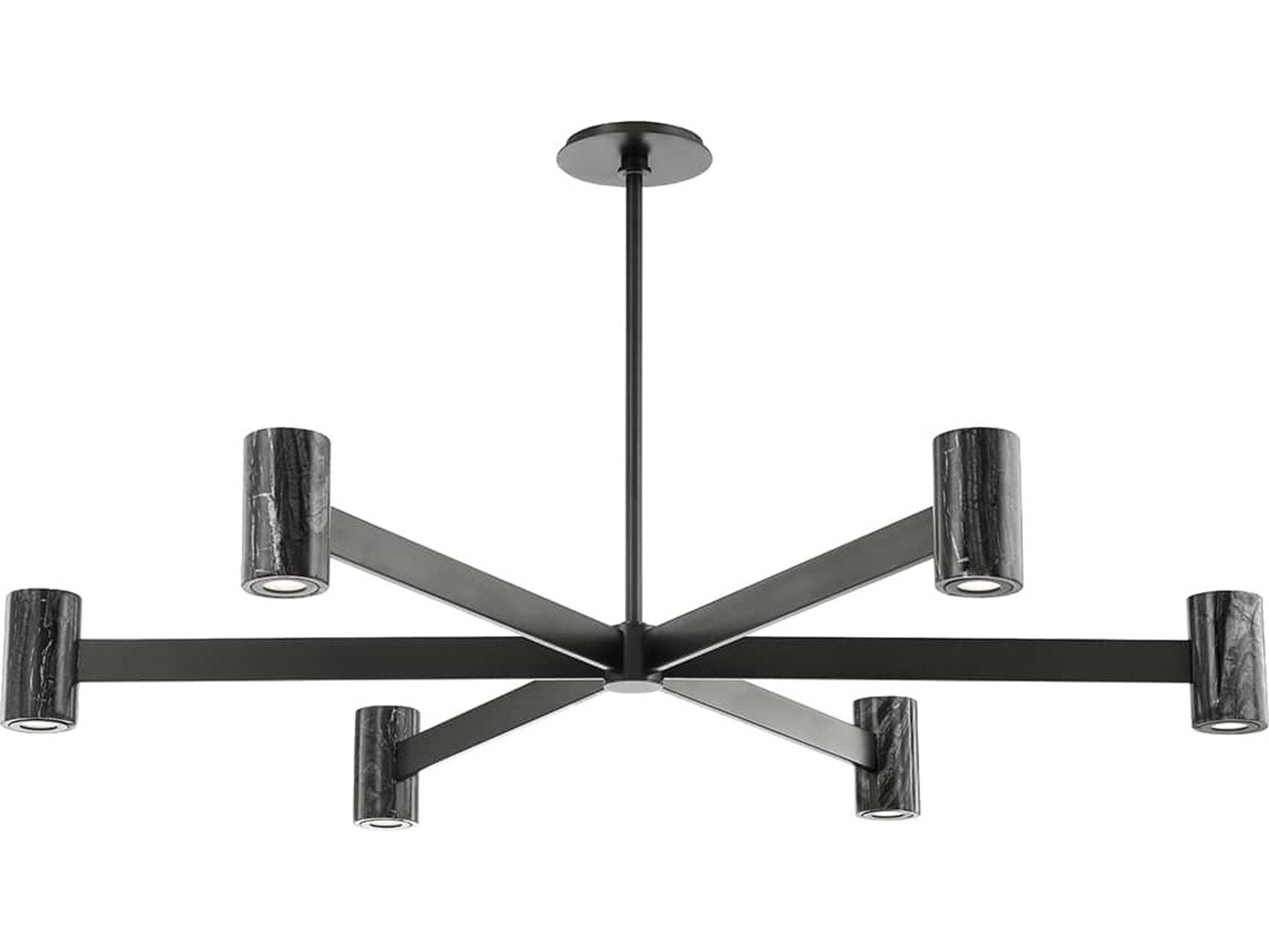 Predock 6-Light Black Brass LED Cylinder Chandelier