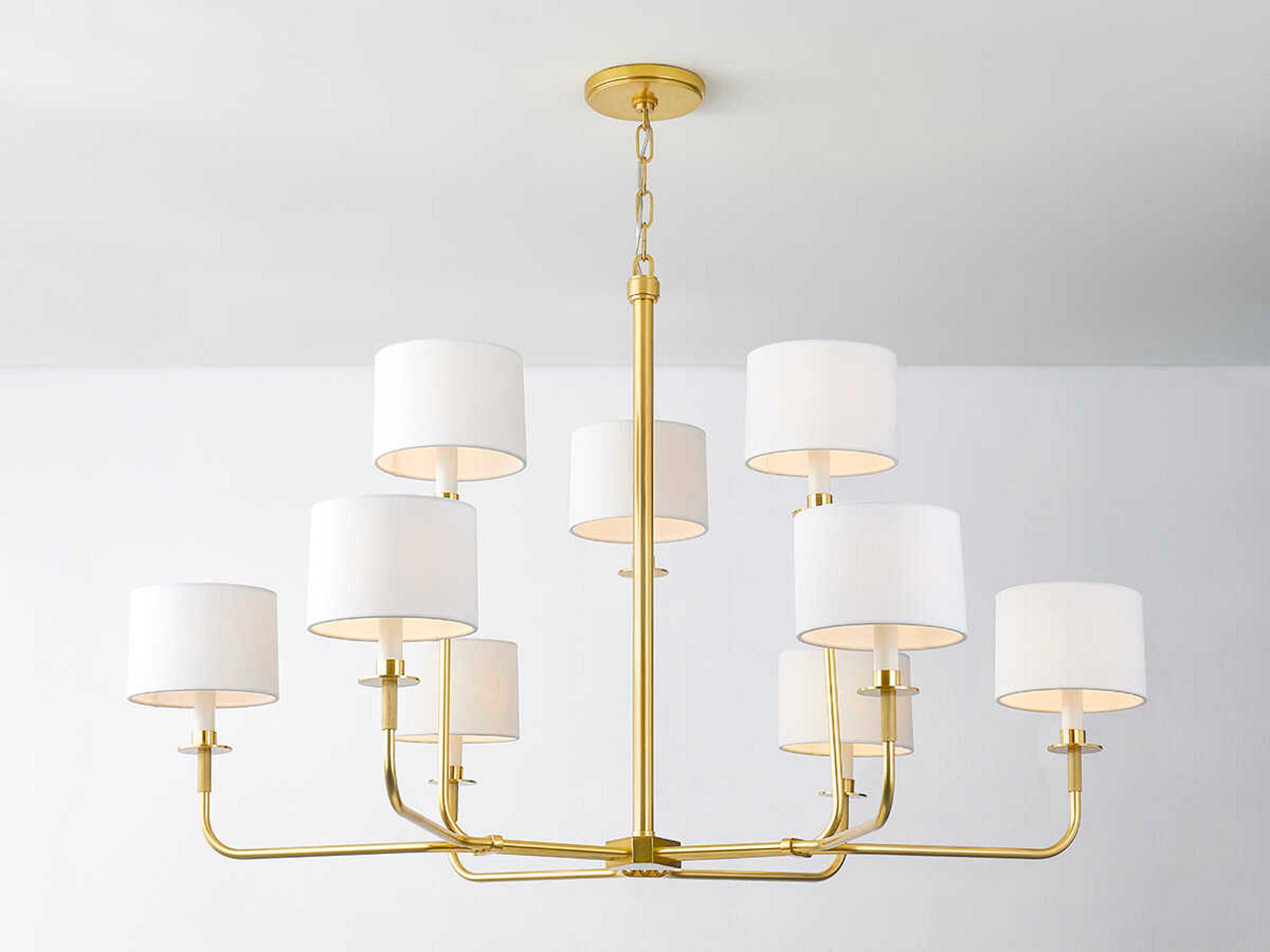 Hudson Valley Paramus 9-Light Aged Brass Candelabra Drum Chandelier