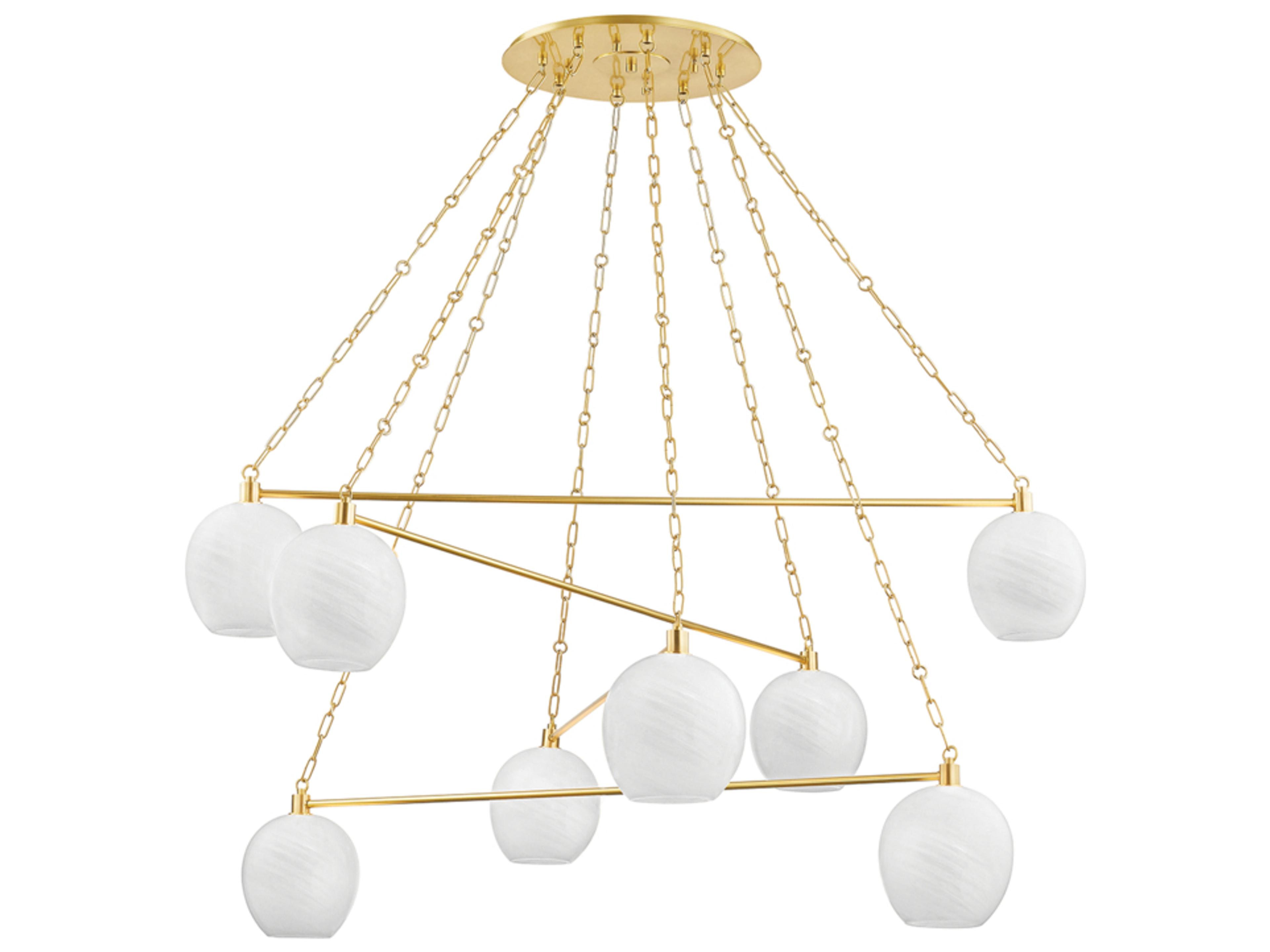 Asbury Park 8-Light Aged Brass Glass Globe Chandelier