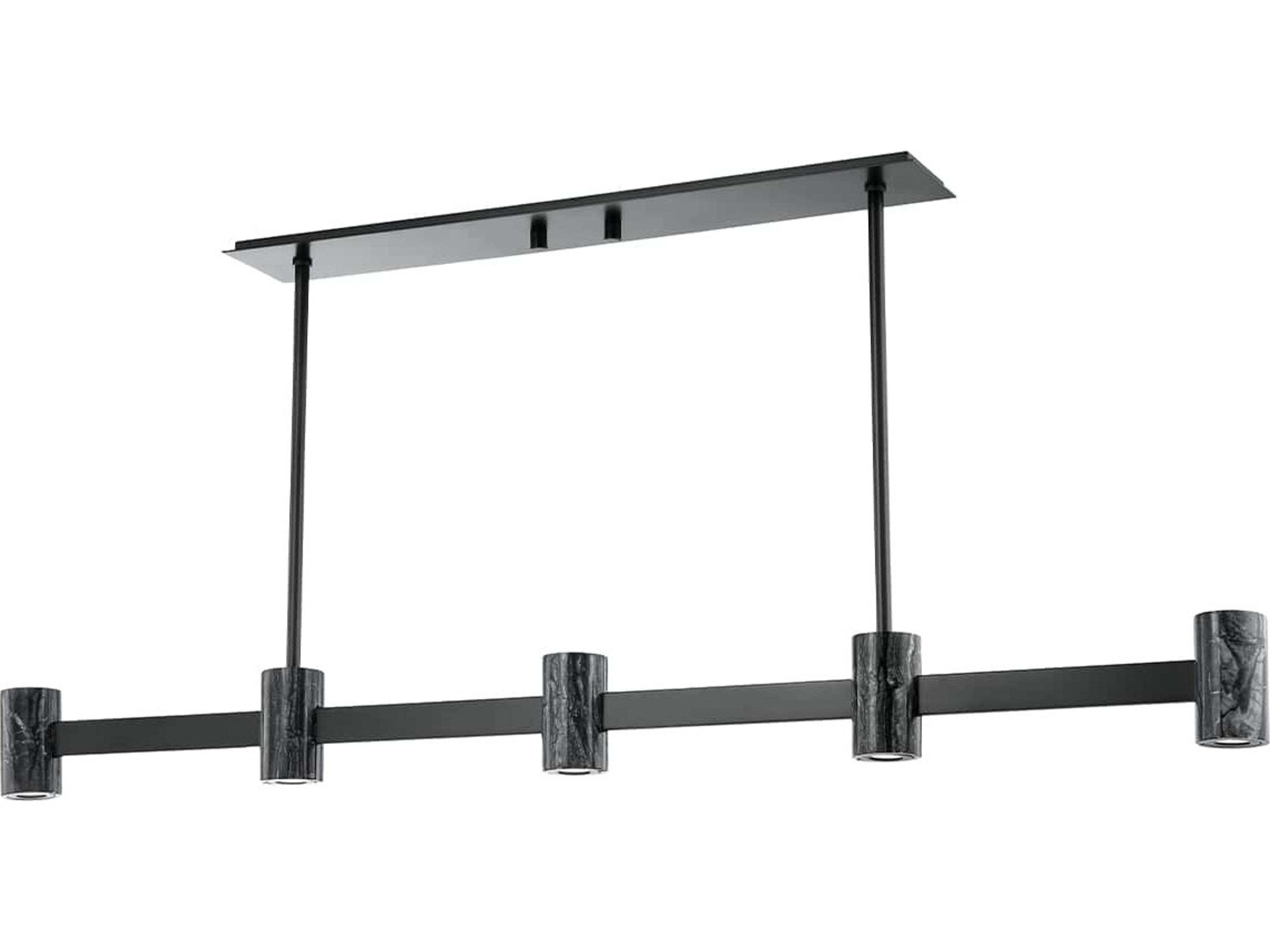 Predock 5-Light Black Brass LED Cylinder Island Pendant