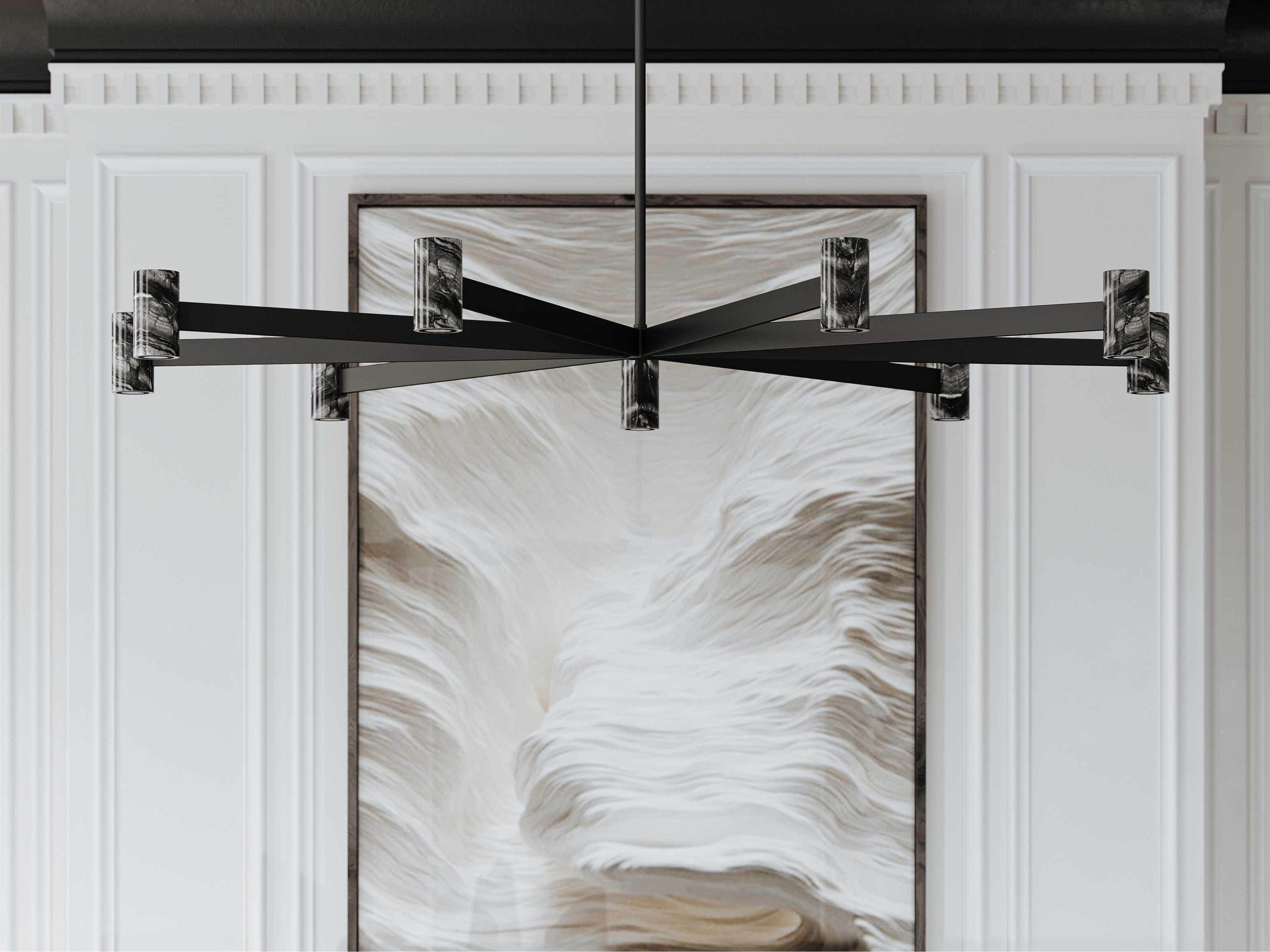 Hudson Valley Predock 9-Light Black Brass LED Cylinder Chandelier