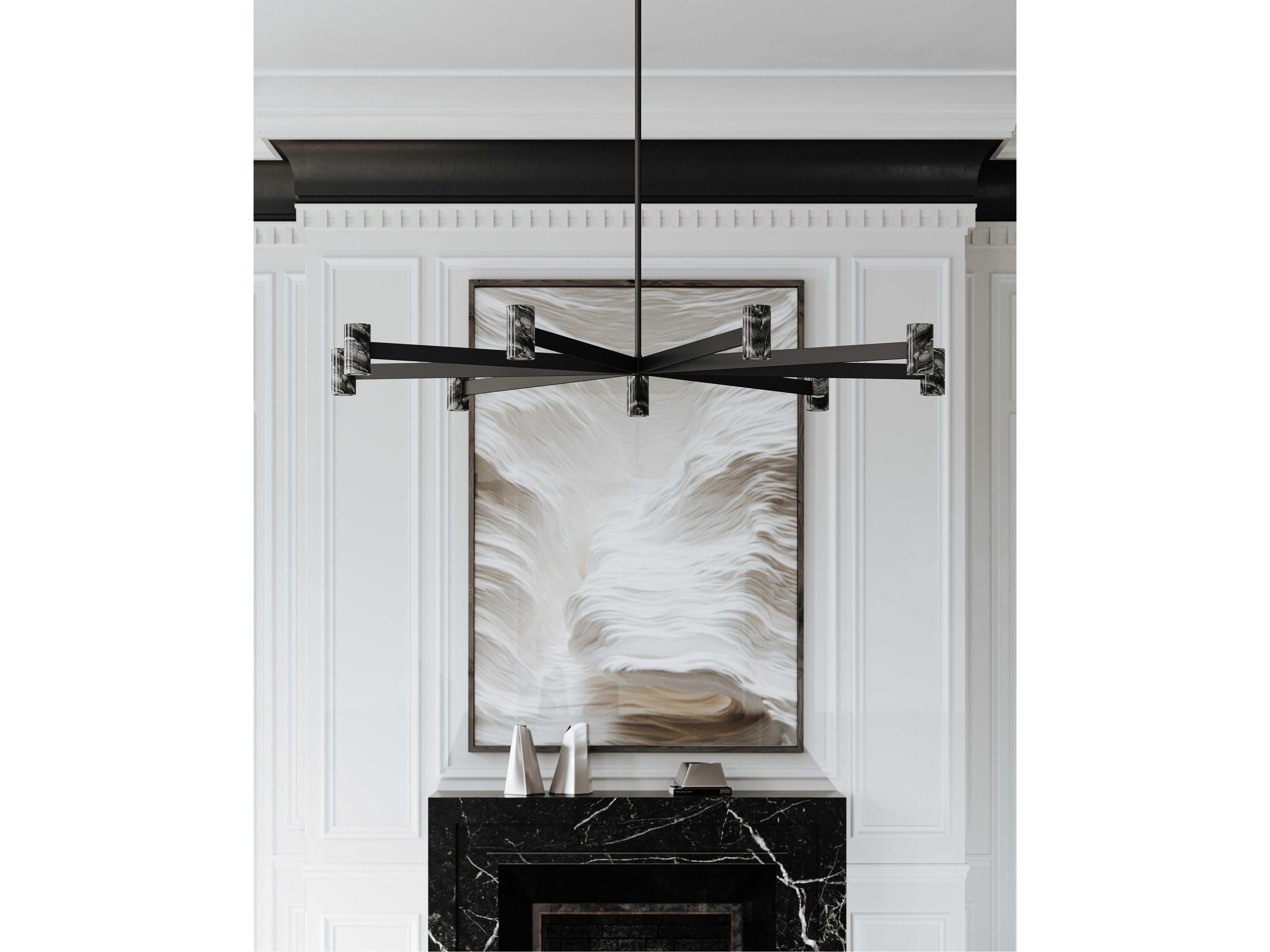 Hudson Valley Predock 9-Light Black Brass LED Cylinder Chandelier