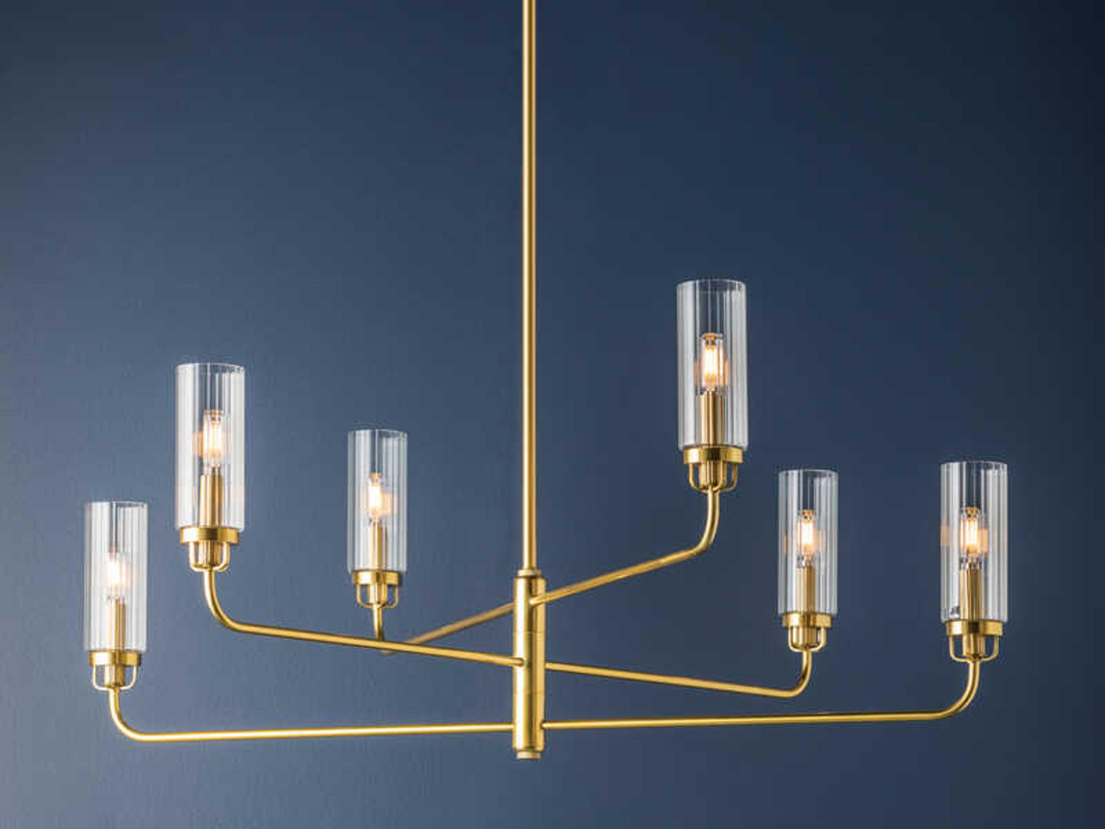 Hudson Valley Halifax 6-Light Aged Brass Cylinder Chandelier