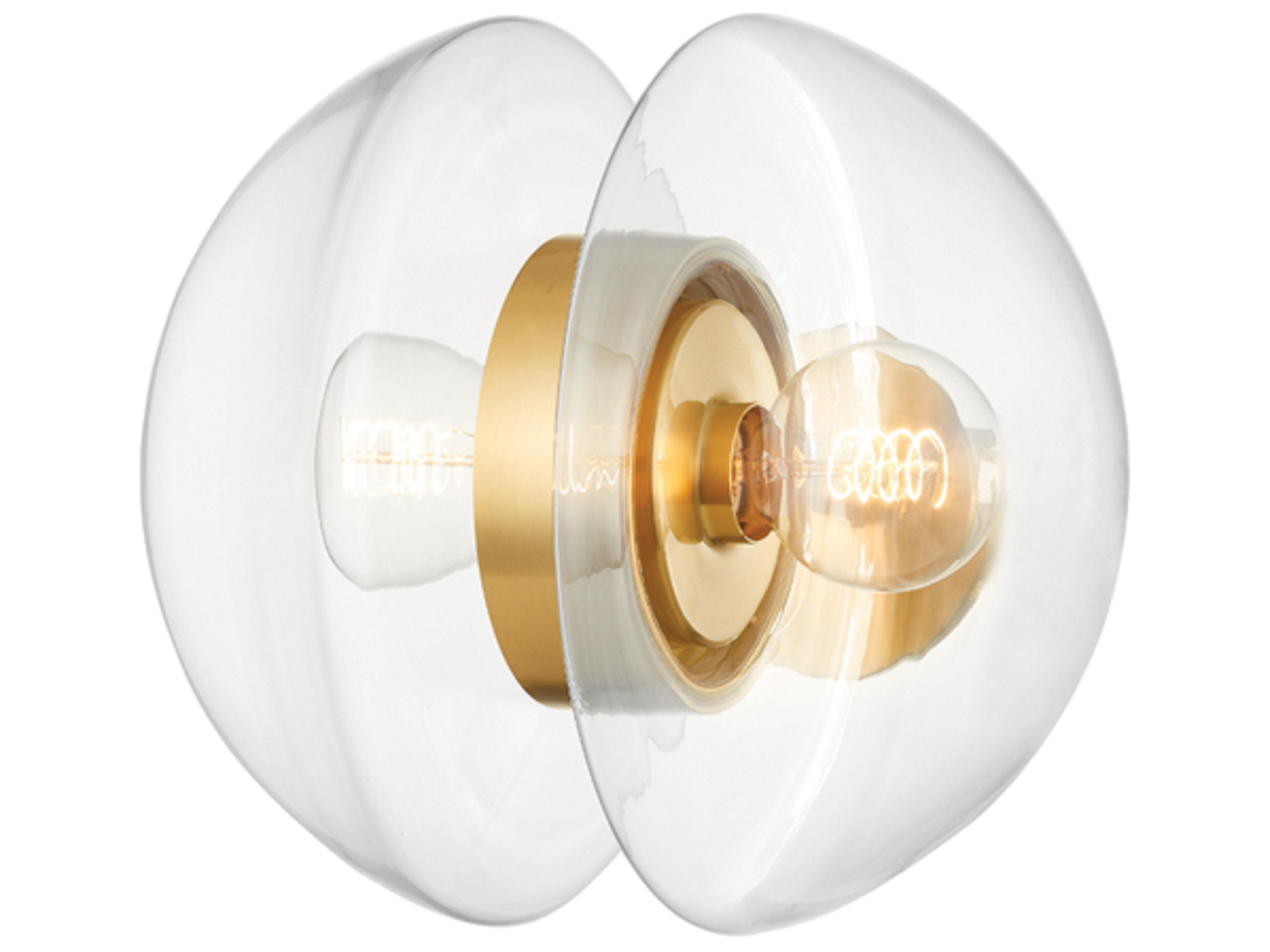 Kert 2-Light Aged Brass Glass Wall Sconce