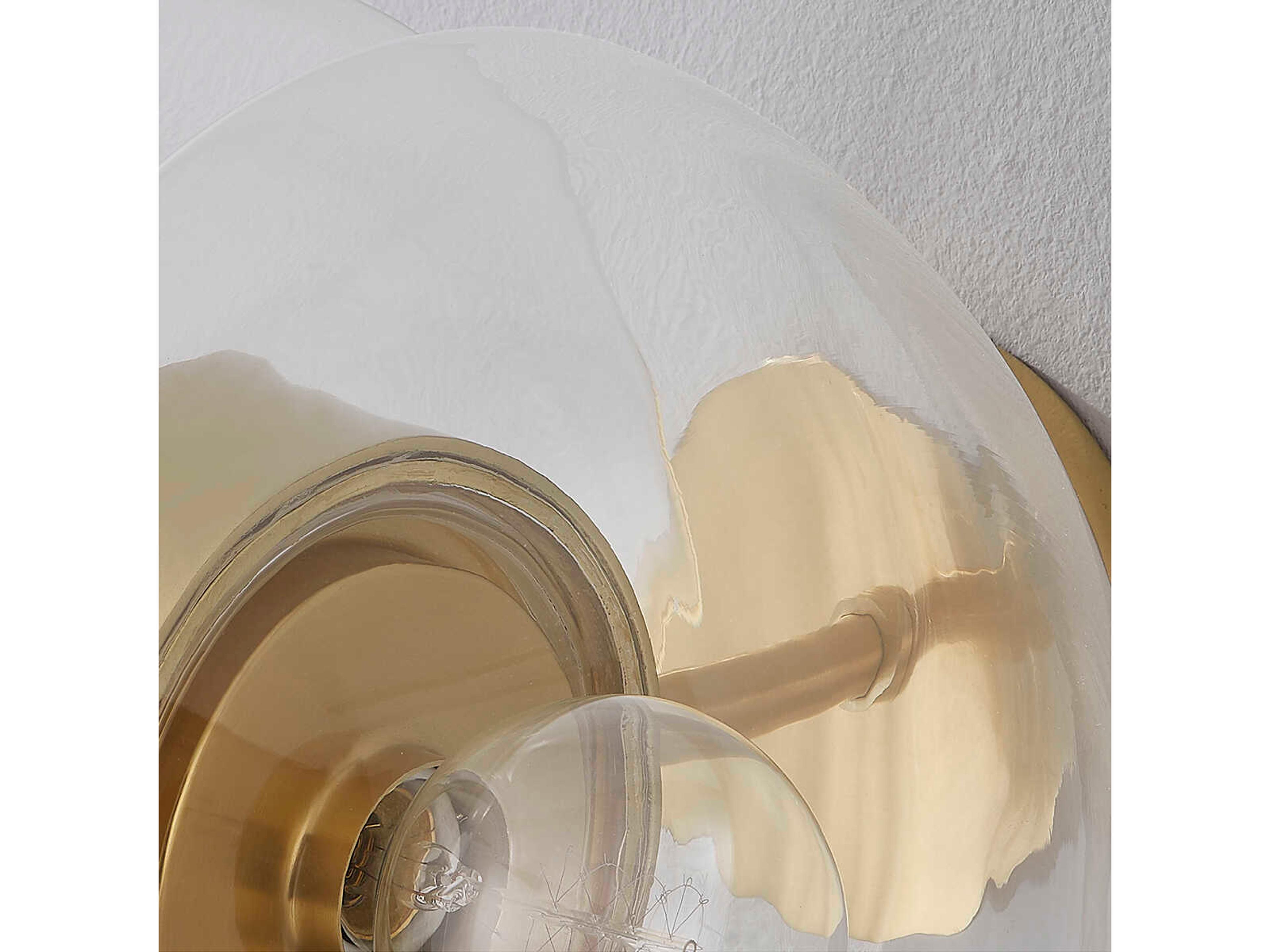 Hudson Valley Kert 2-Light Aged Brass Glass Wall Sconce