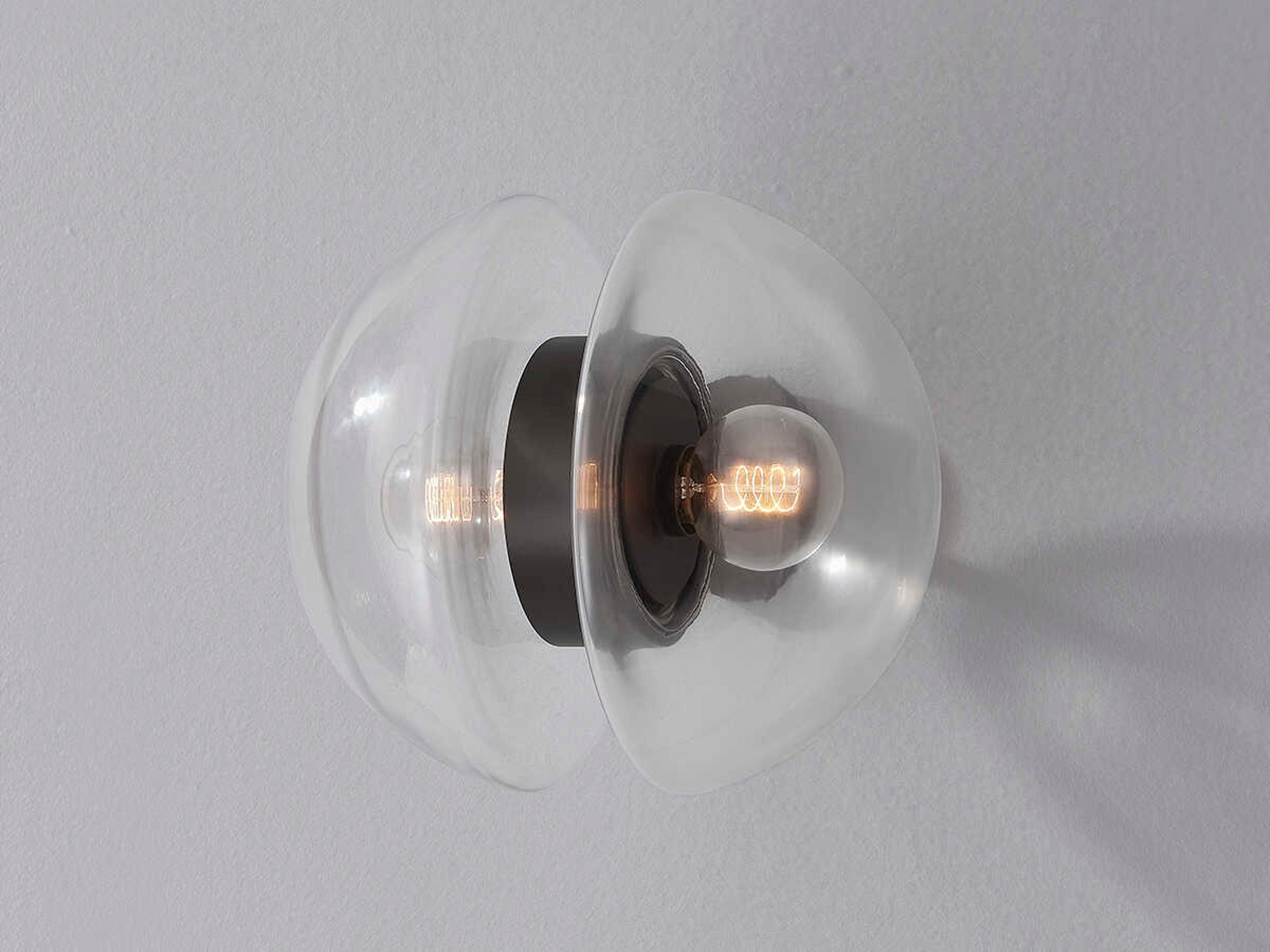 Hudson Valley Kert 2-Light Black Brass Glass Wall Sconce