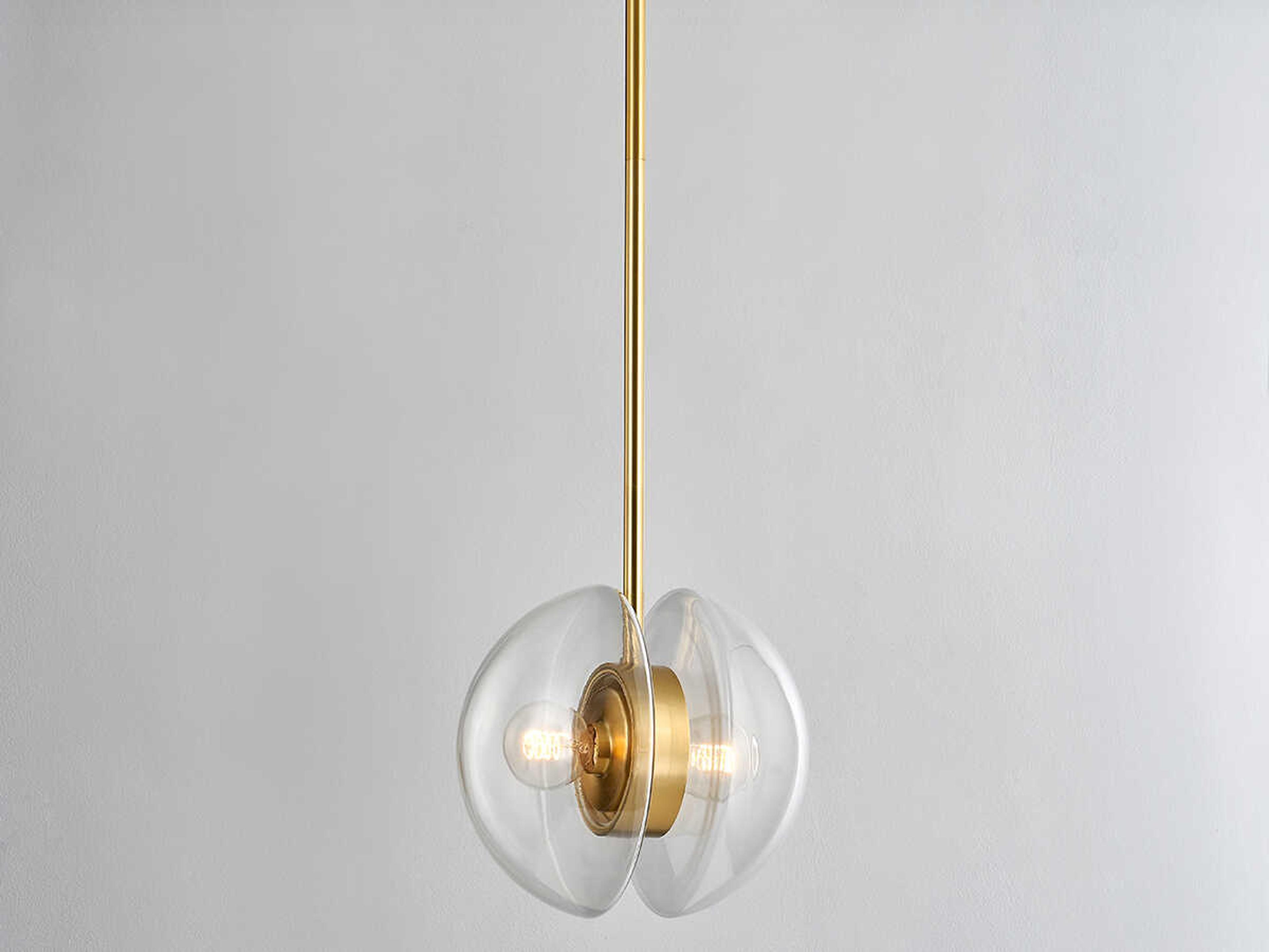 Hudson Valley Kert 2-Light Aged Brass Glass Round Mini Pendant