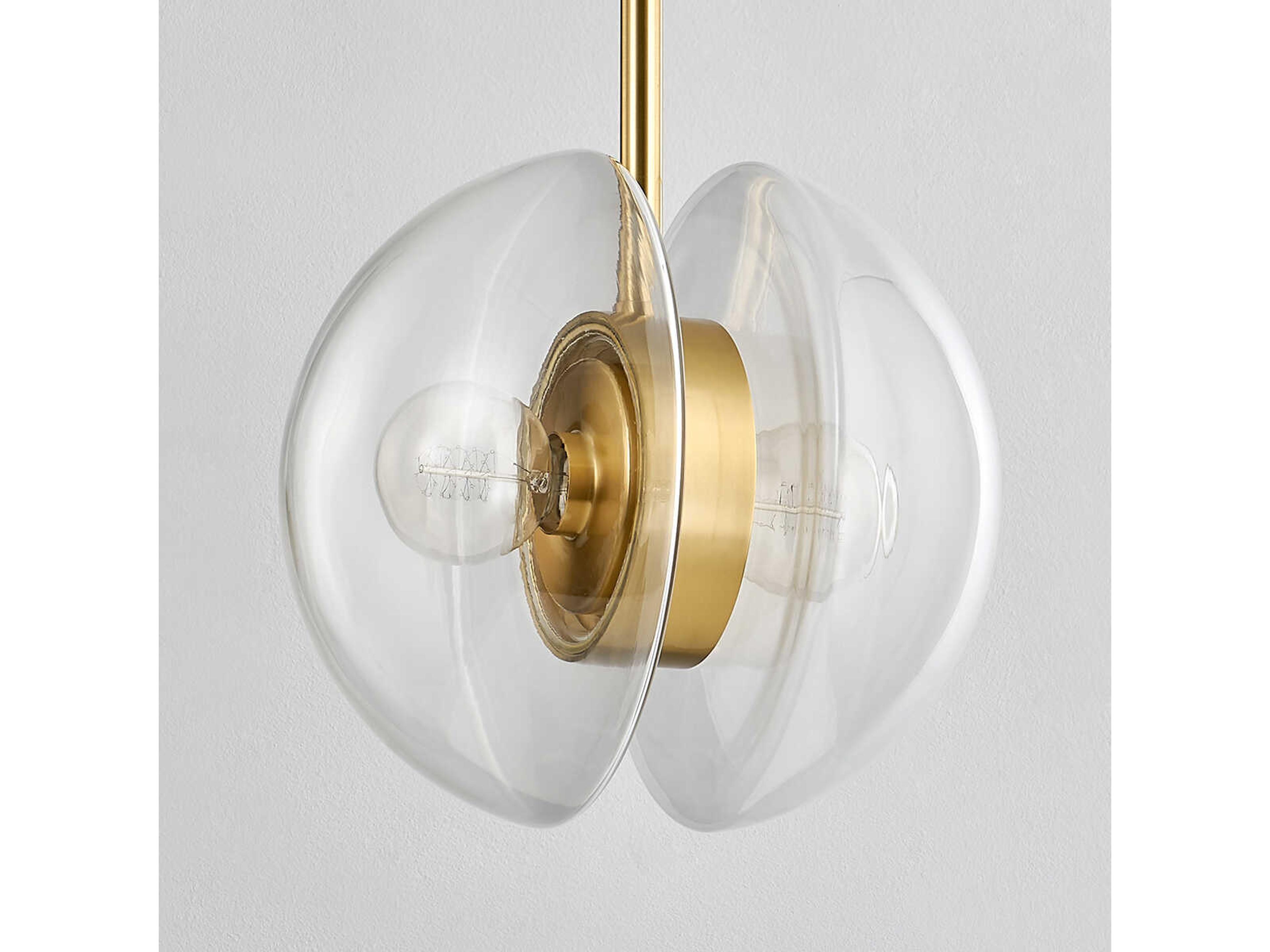 Hudson Valley Kert 2-Light Aged Brass Glass Round Mini Pendant
