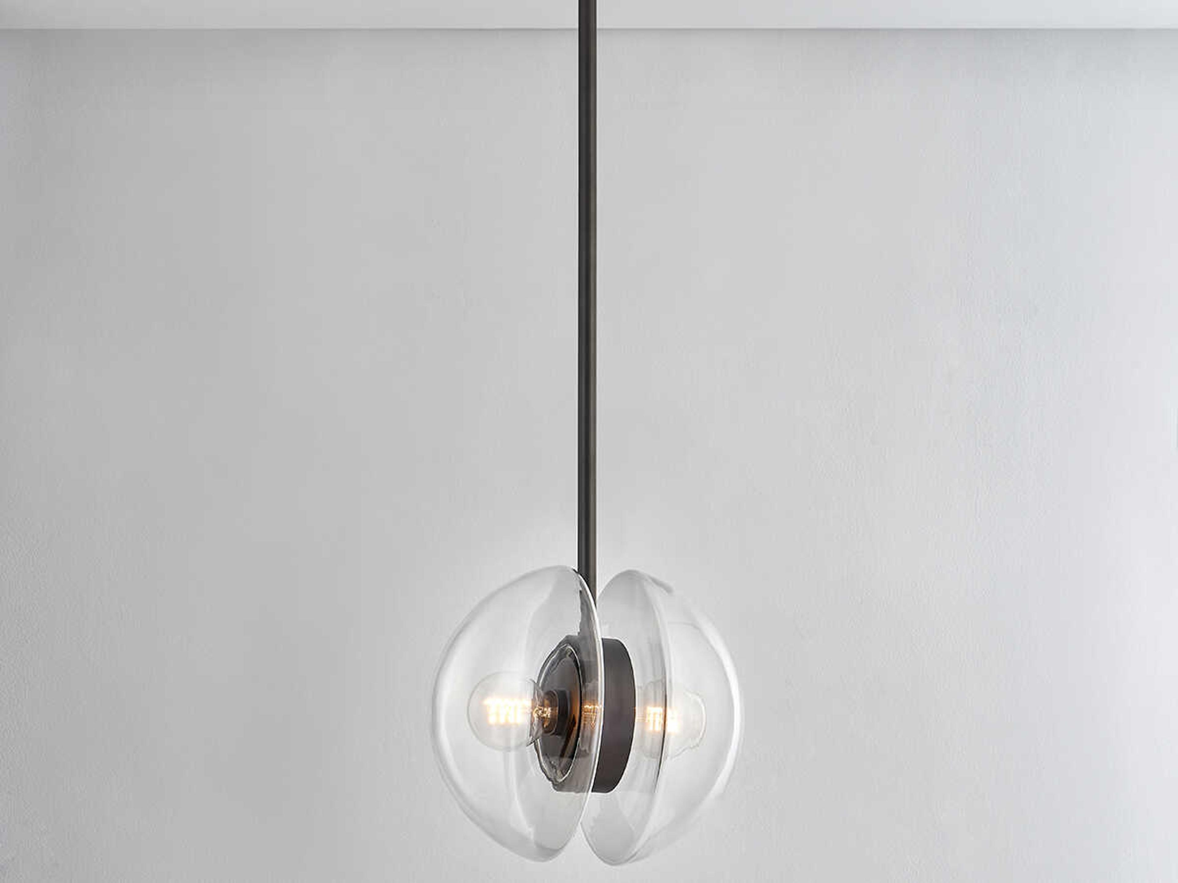 Hudson Valley Kert 2-Light Black Brass Glass Round Mini Pendant