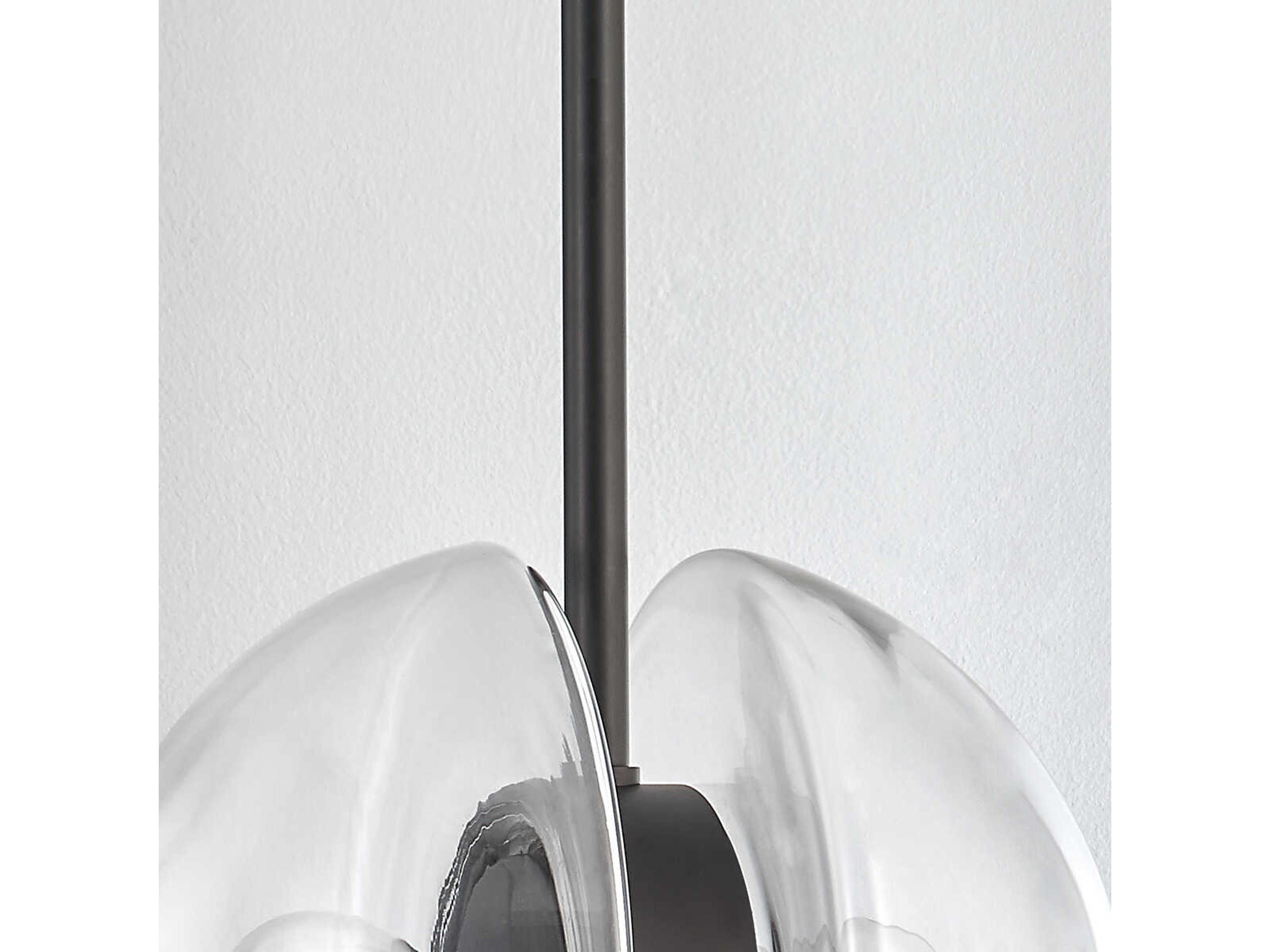 Hudson Valley Kert 2-Light Black Brass Glass Round Mini Pendant