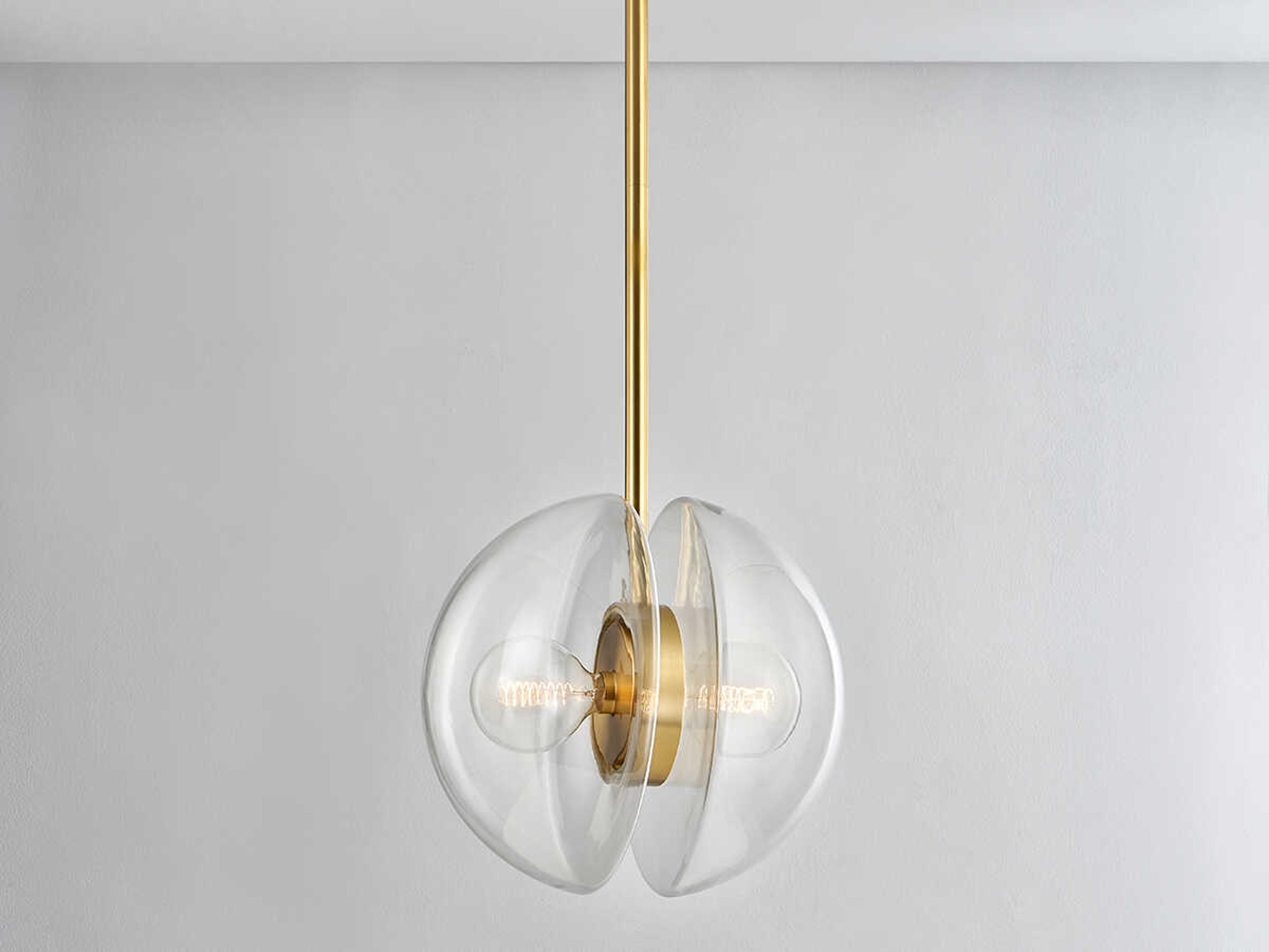 Hudson Valley Kert 2-Light Aged Brass Glass Round Pendant