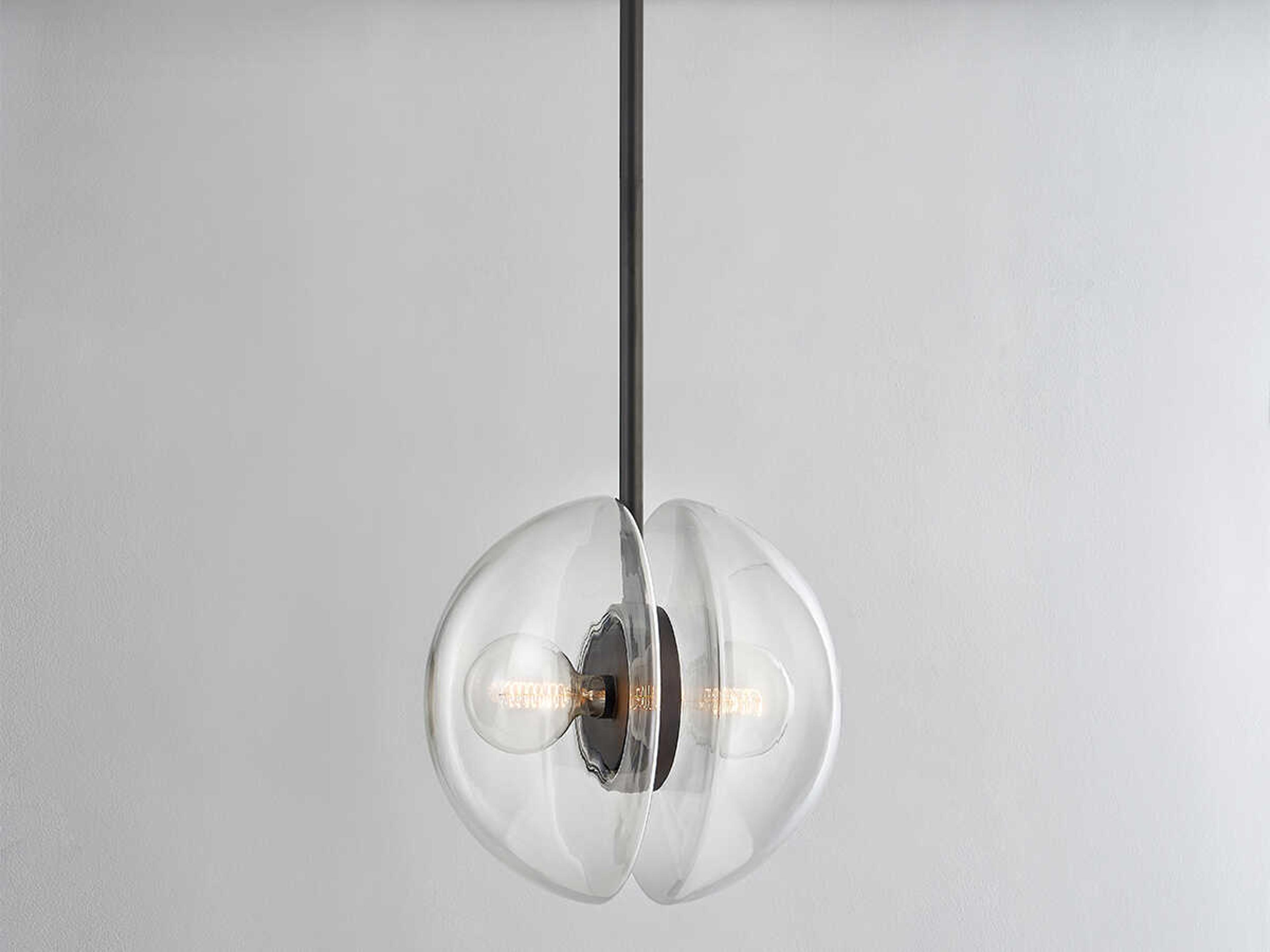 Hudson Valley Kert 2-Light Black Brass Glass Round Pendant