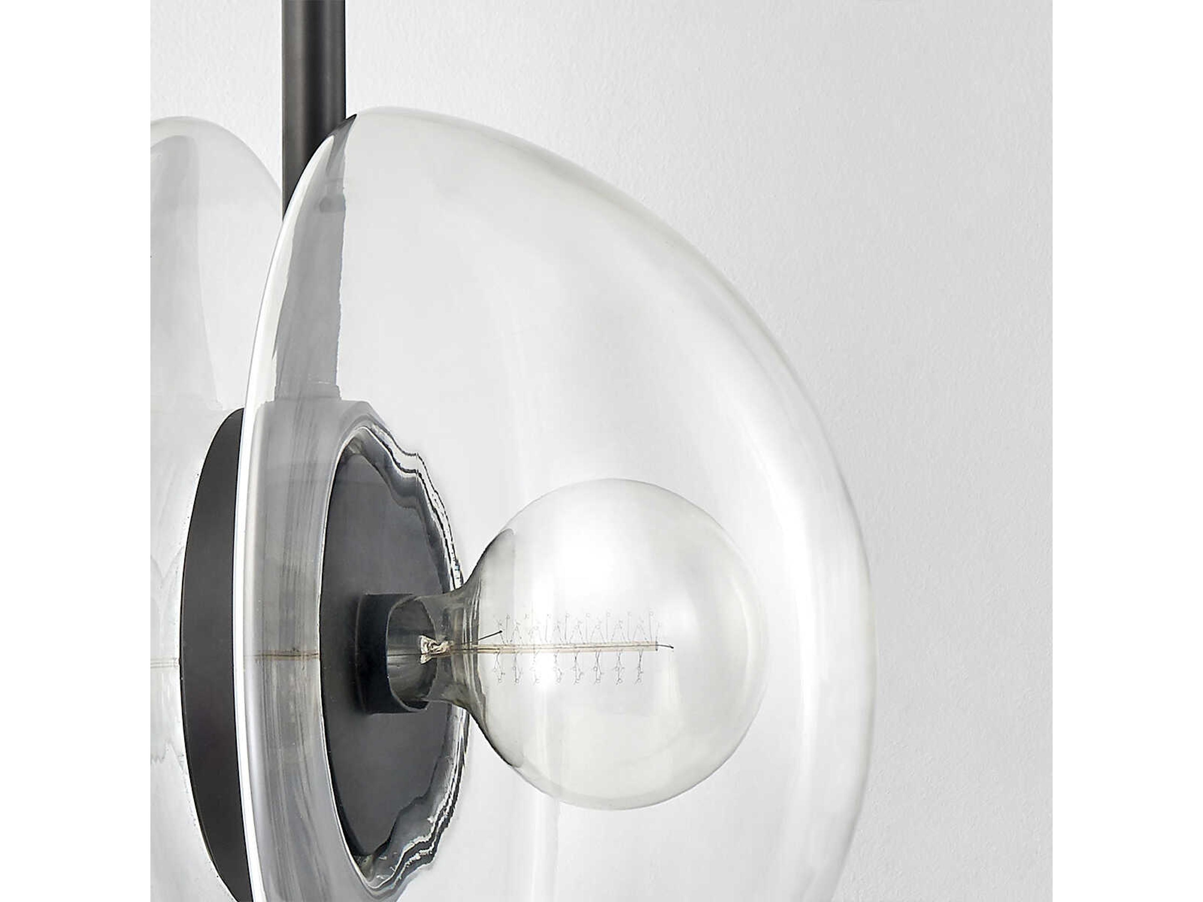 Hudson Valley Kert 2-Light Black Brass Glass Round Pendant