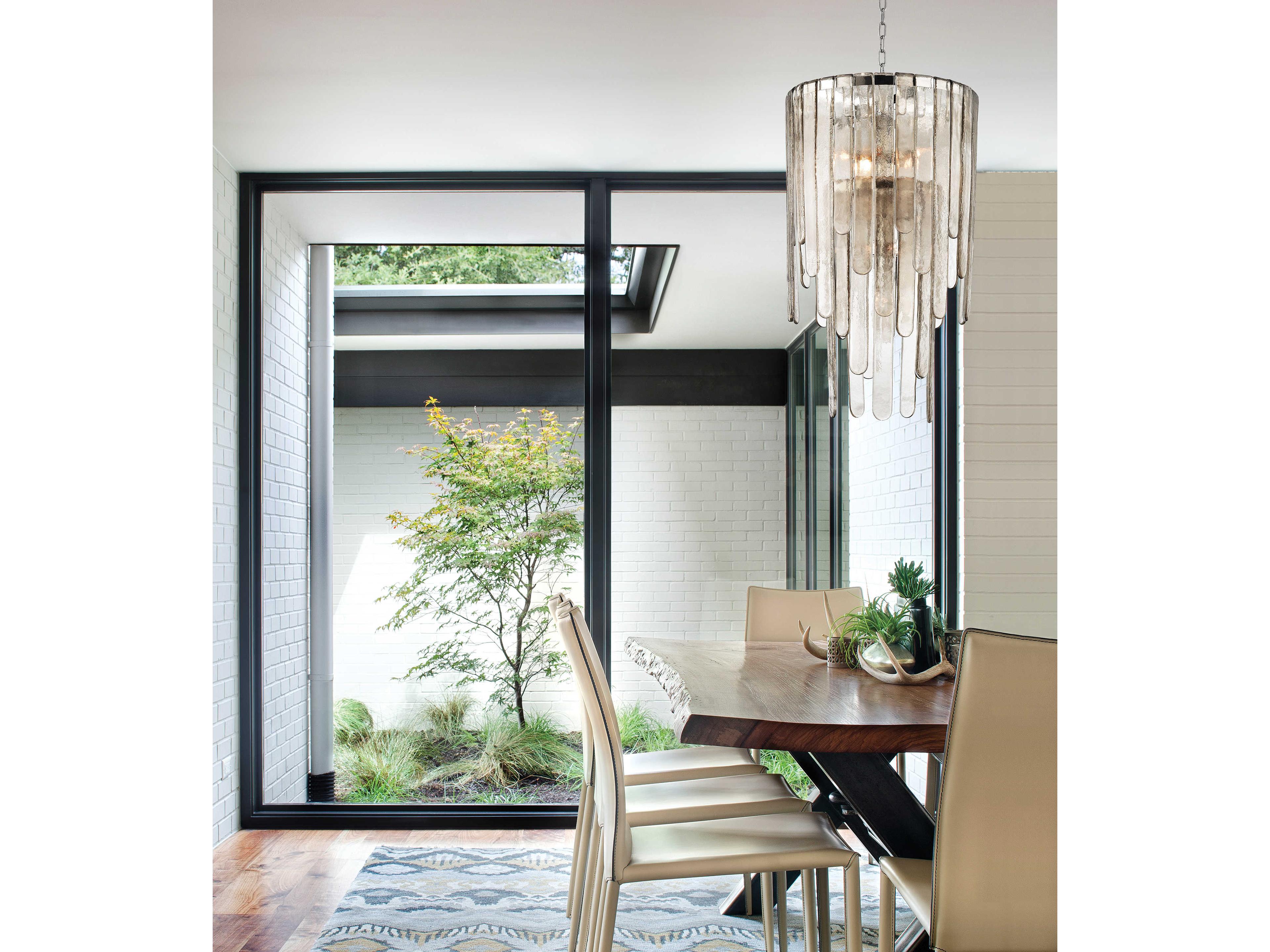 Hudson Valley Fenwater 9-Light Polished Nickel Gold Glass Tiered Pendant